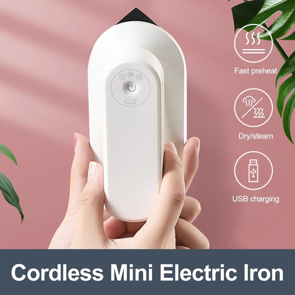 Walmeck Portable  Electric Iron Cordless Rechargeable Dry Iron Wrinkle Remover Touch-Up Ironing for Home Business Trip Travel