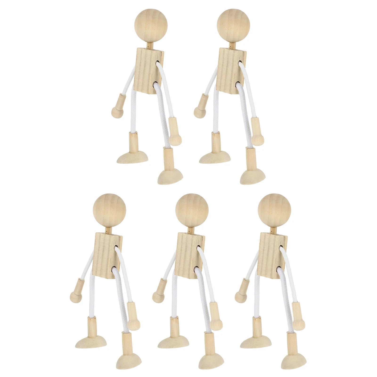 OUNONA 5pcs Wooden Doll Wood Crafts Unfinished DIY Wooden Dolls for Arts and Crafts