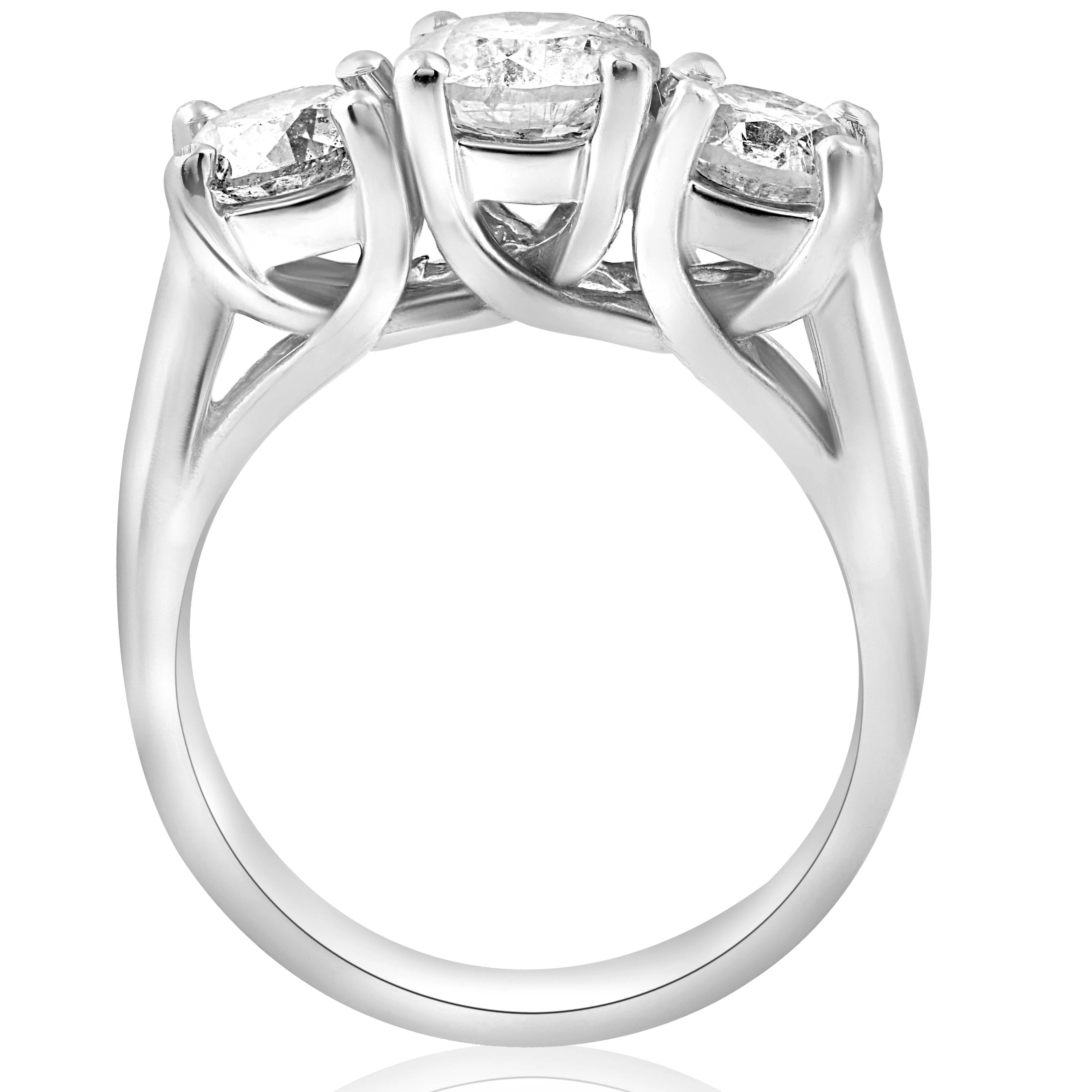 Pompeii3 3ct Three Stone Diamond Engagement Ring 14K White Gold