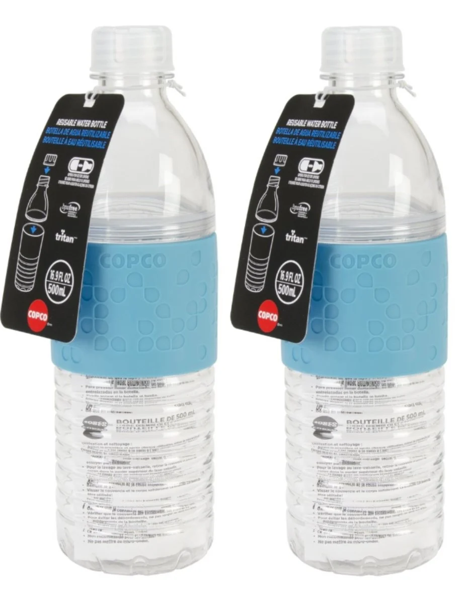 Copco Hydra Reusable Water Bottle 16.9 Ounce, Light Blue -2 Pack-