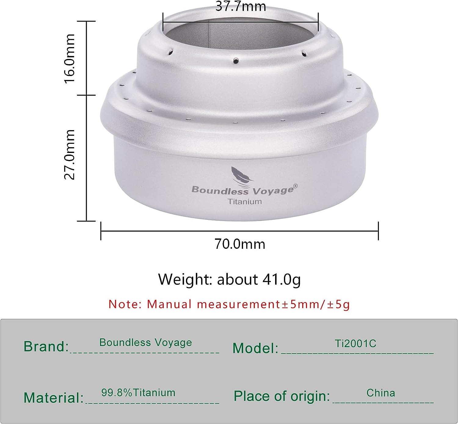 iBasingo Titanium Mini Spirit Stove Cooker Burner with shelf for Outdoor Camping Picnic Backpacking A-Ti2001C