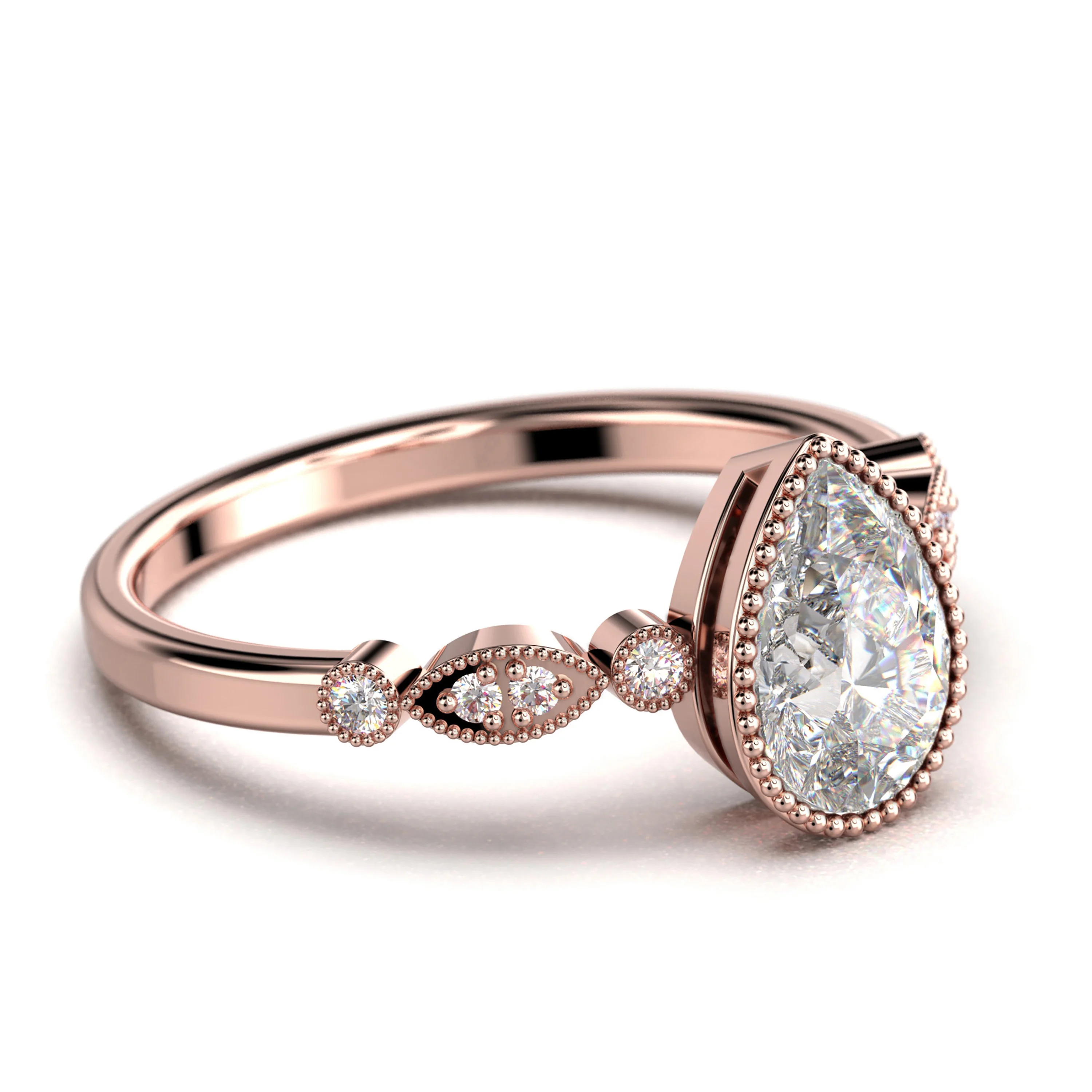 Dazzling Boho & hippiepie 1.25 Carat Pear Cut Diamond Moissanite Engagement Ring, Classic Wedding Ring in 925 Sterling Silver With 18k Rose Gold Plating, Birthday Gift, Promise Ring, Anniversary Ring