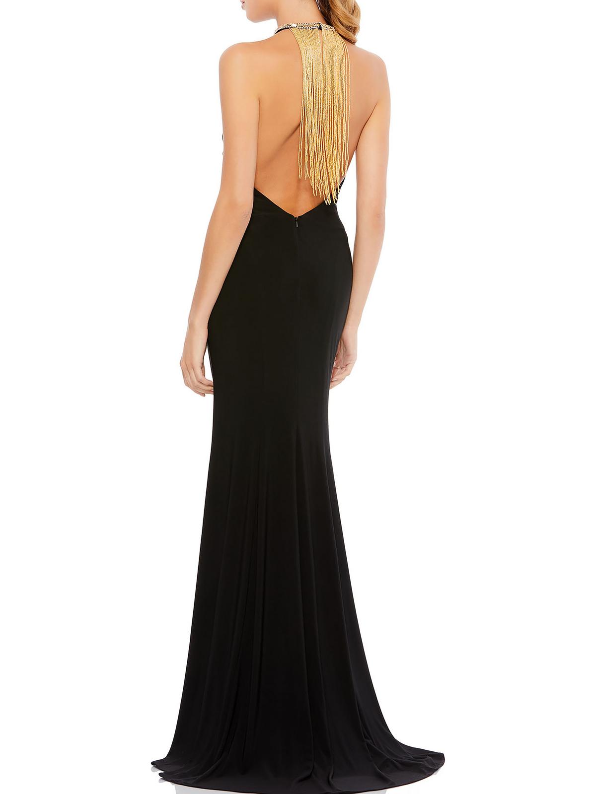 Ieena for Mac Duggal Womens Halter Long Evening Dress