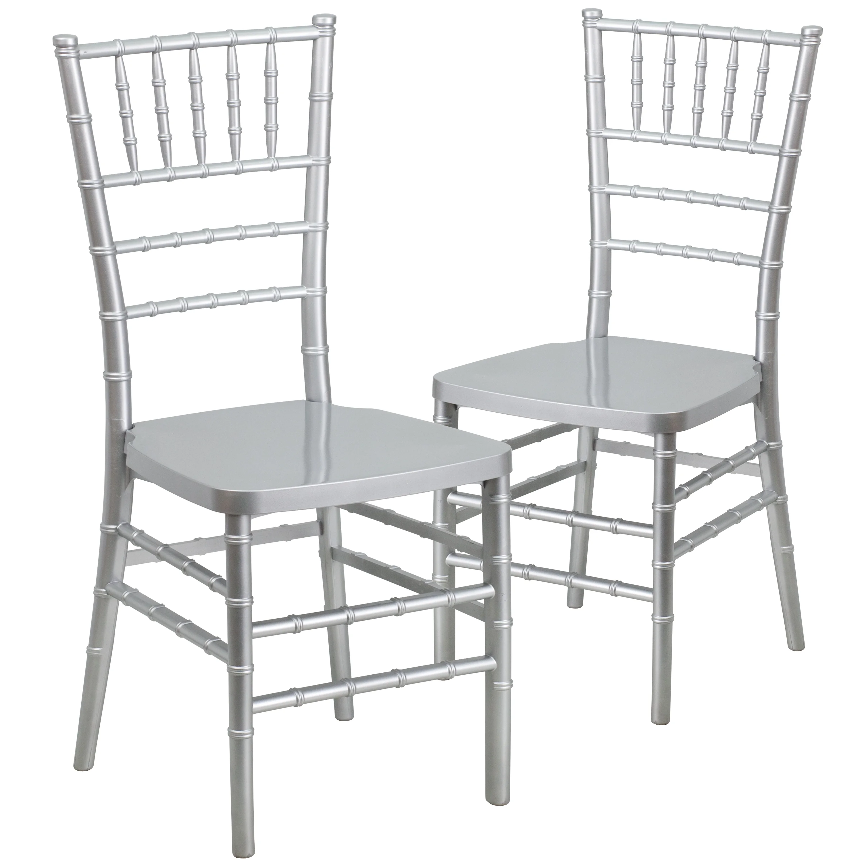 Flash Furniture 2 Pack HERCULES PREMIUM Series Silver Resin Stacking Chiavari Chair