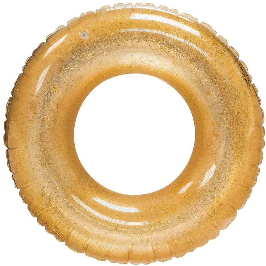 Alin Inflatable Pool Float Glitter Gold Rings Swimming Pool Ring Funny Pool Tube Toys for Summer Water Parties Outdoor Water Activities | 48 Inch