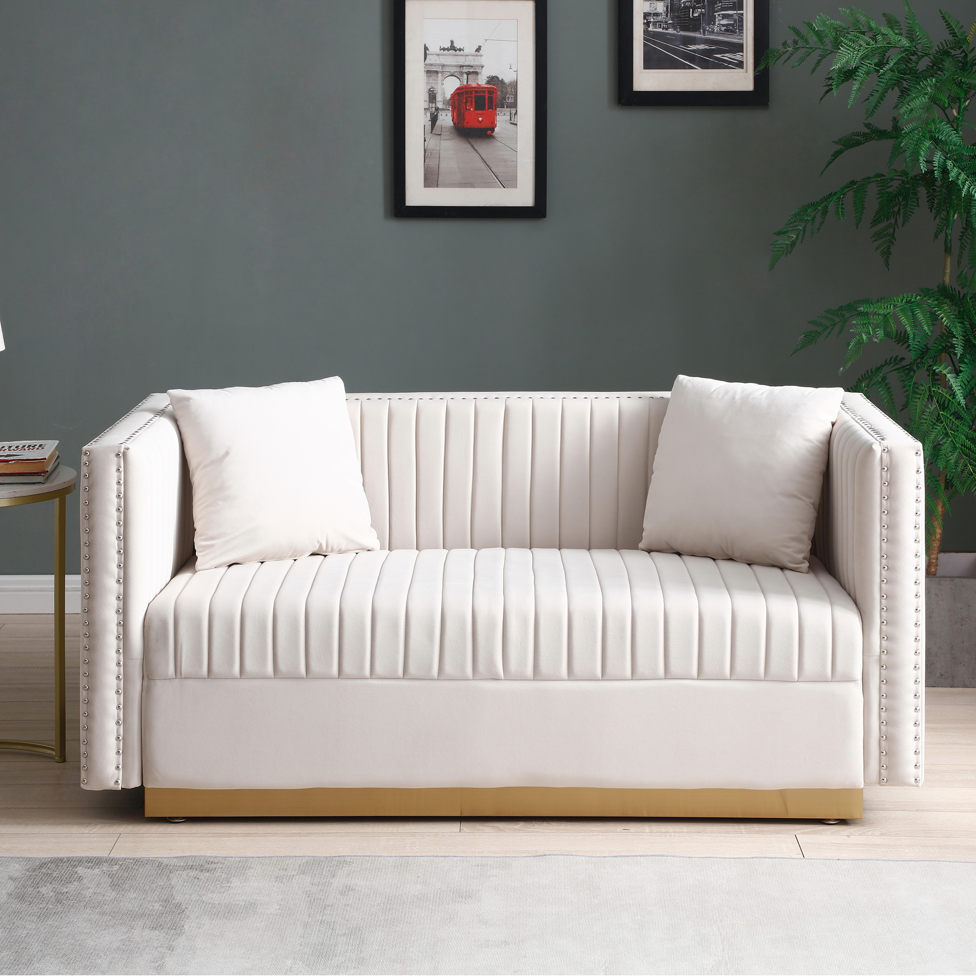 Vertical Channel Tufted Velvet Loveseat - 108.0 - Elevate your space with modern luxury