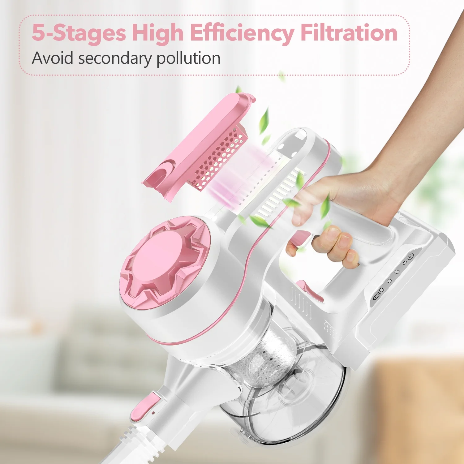 ONSON Cordless Vacuum, Stick Cordless Vacuum Cleaner with 2200mAh Powerful Lithium Batteries, 4 in 1 Lightweight Quiet Vacuum Cleaner for Hardwood Floor