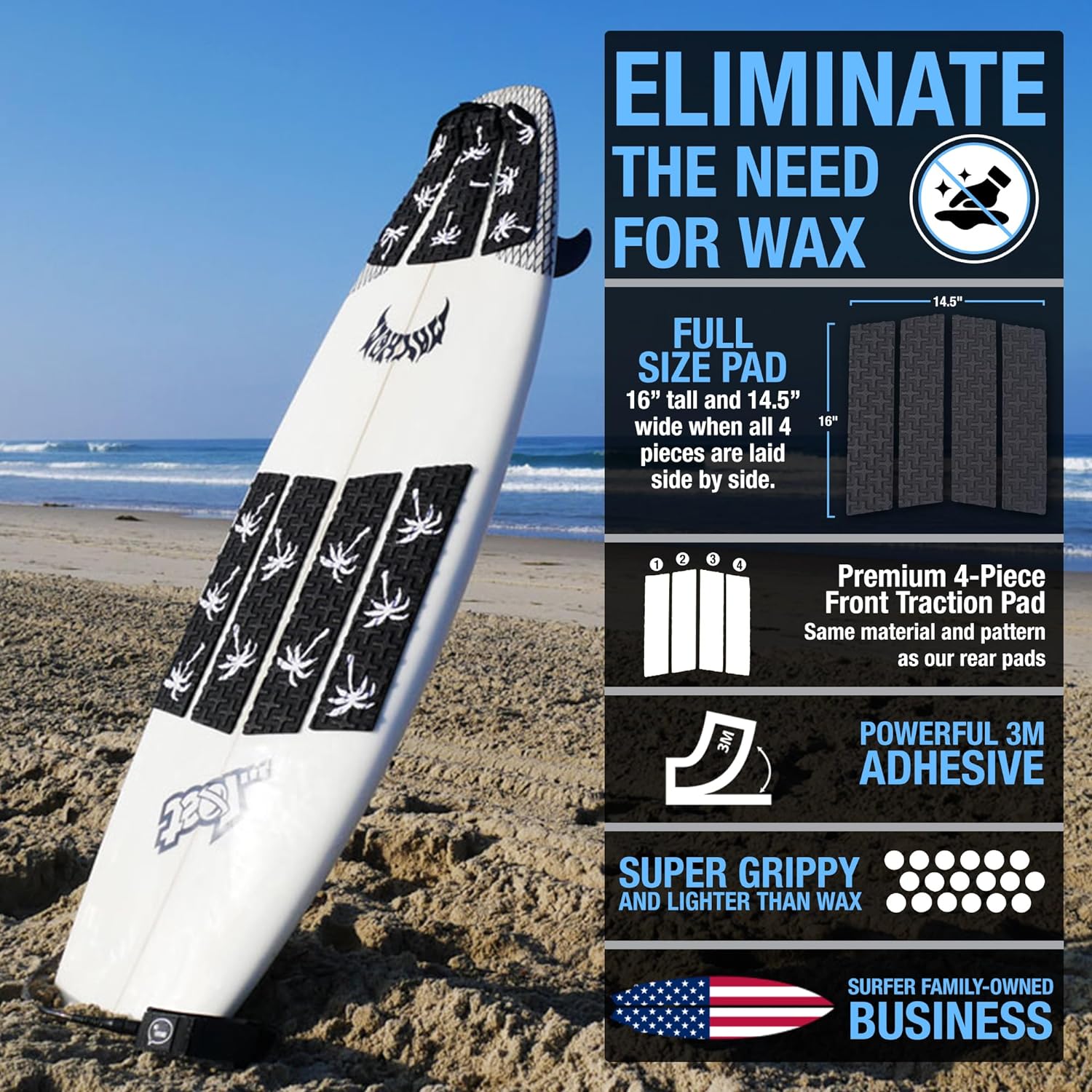 Ho Stevie! Front Traction Pad for Surfboards and Skimboards [Choose Color]