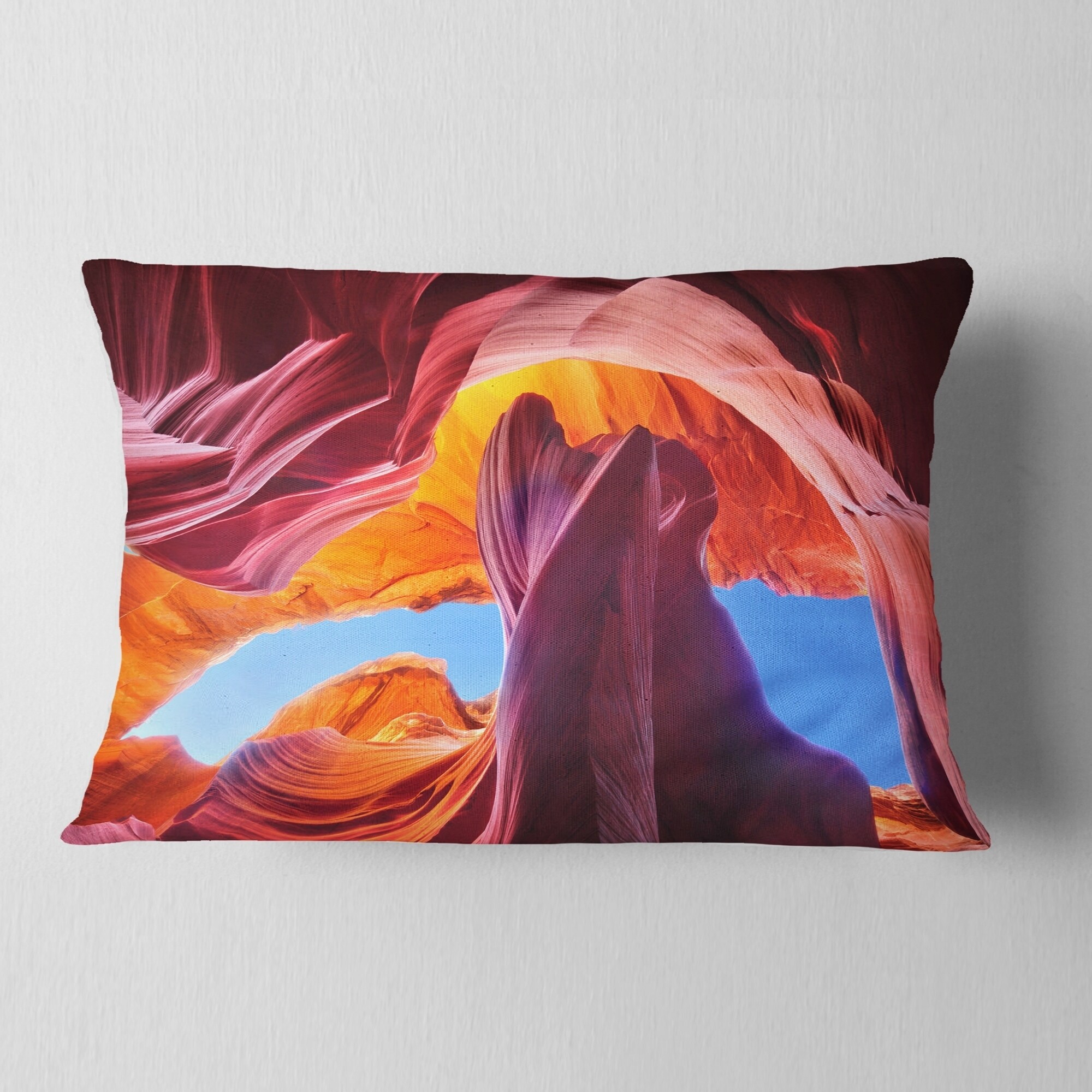 DESIGN ART Designart 'Blue Sky in Antelope Canyon' Landscape Photography Throw Pillow 12 in. x 20 in. Medium