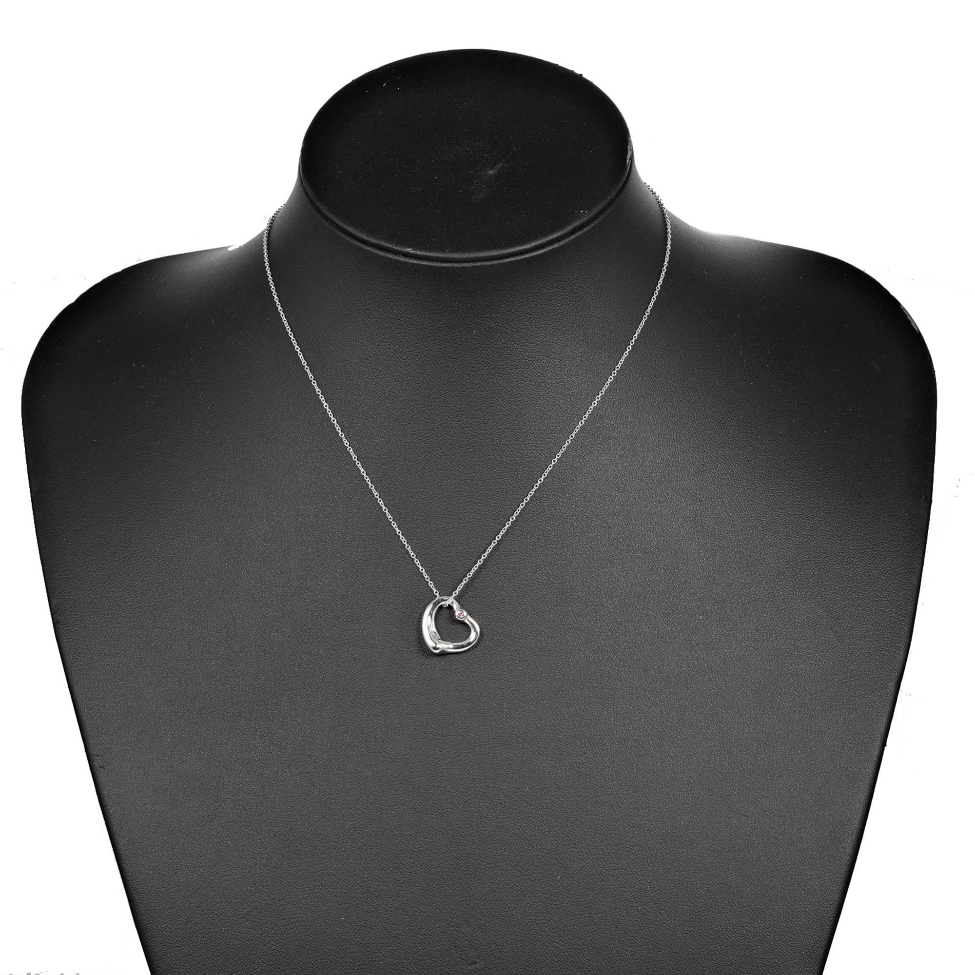 Pre-Owned Tiffany TIFFANY&Co. Open Heart Necklace 925 Silver Pink Sapphire Approx. 3.33g I112223015 (Good)