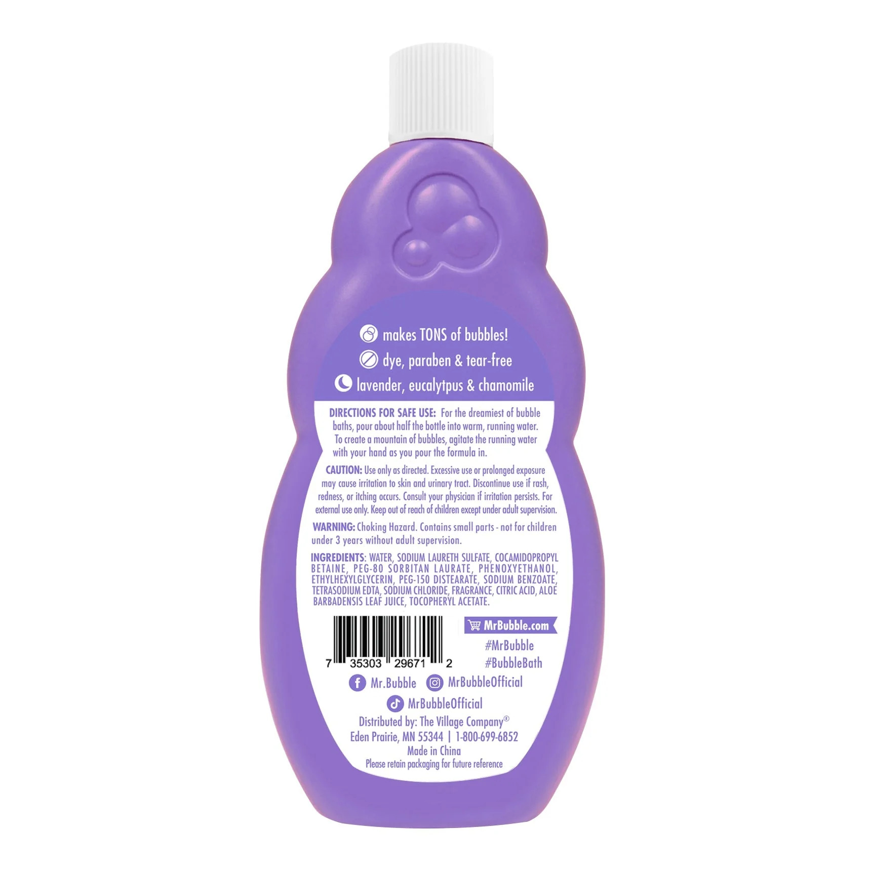 Mr. Bubble Calm & Sleep Bubble Bath, Calming Lavender, Eucalyptus and Chamomile Scent
