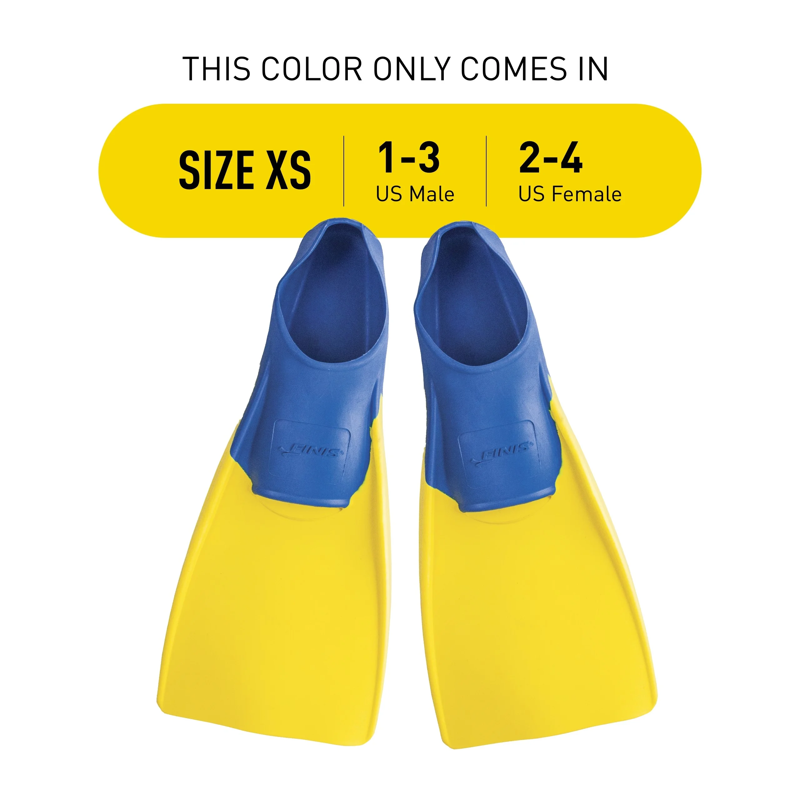 FINIS Long Floating Fins - Swimming Fins for Men, Women, and Kids - Swim Flippers to Improve Body Alignment - Swim Fins for Swimming Accessories - Adult XS (Male 1-3/Female 2-4), Blue/Yellow
