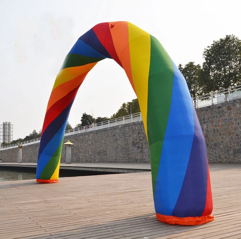 Techtongda 10M Inflatable Rainbow Advertising Arch with PU Coated for Advertising Party Decoration