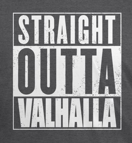 Old Glory Mens Straight Outta Valhalla VIking Valkyrie Short Sleeve Graphic T Shirt