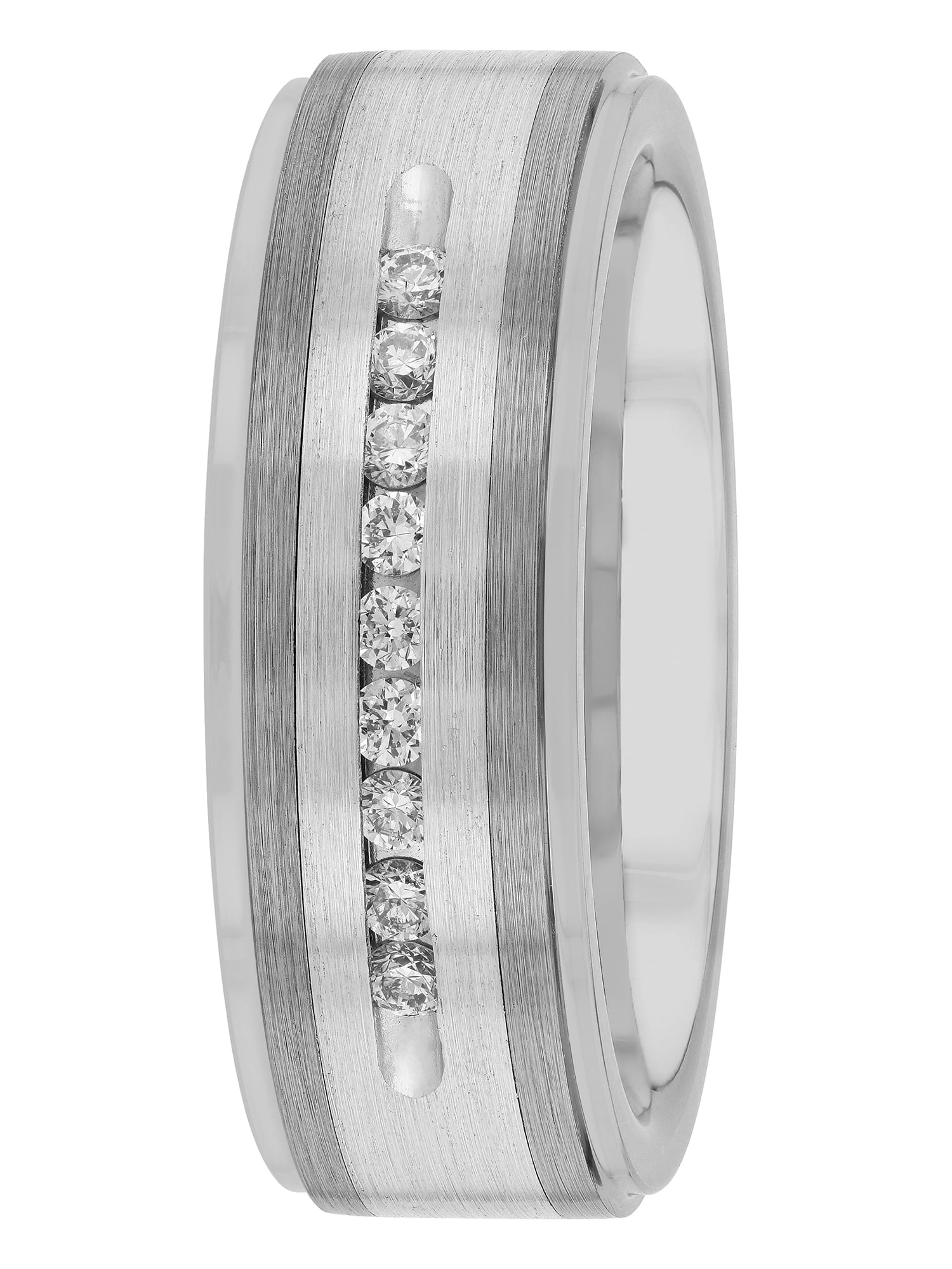Mens 1/4 ctw Lab-Grown Diamond Tungsten & Stainless Steel Wedding Band - Mens Ring