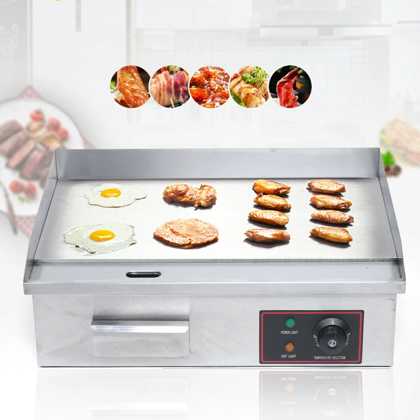 TFCFL 3000W Commercial Electric Countertop Griddle Flat Top Grill Hot Plate Fry Pan