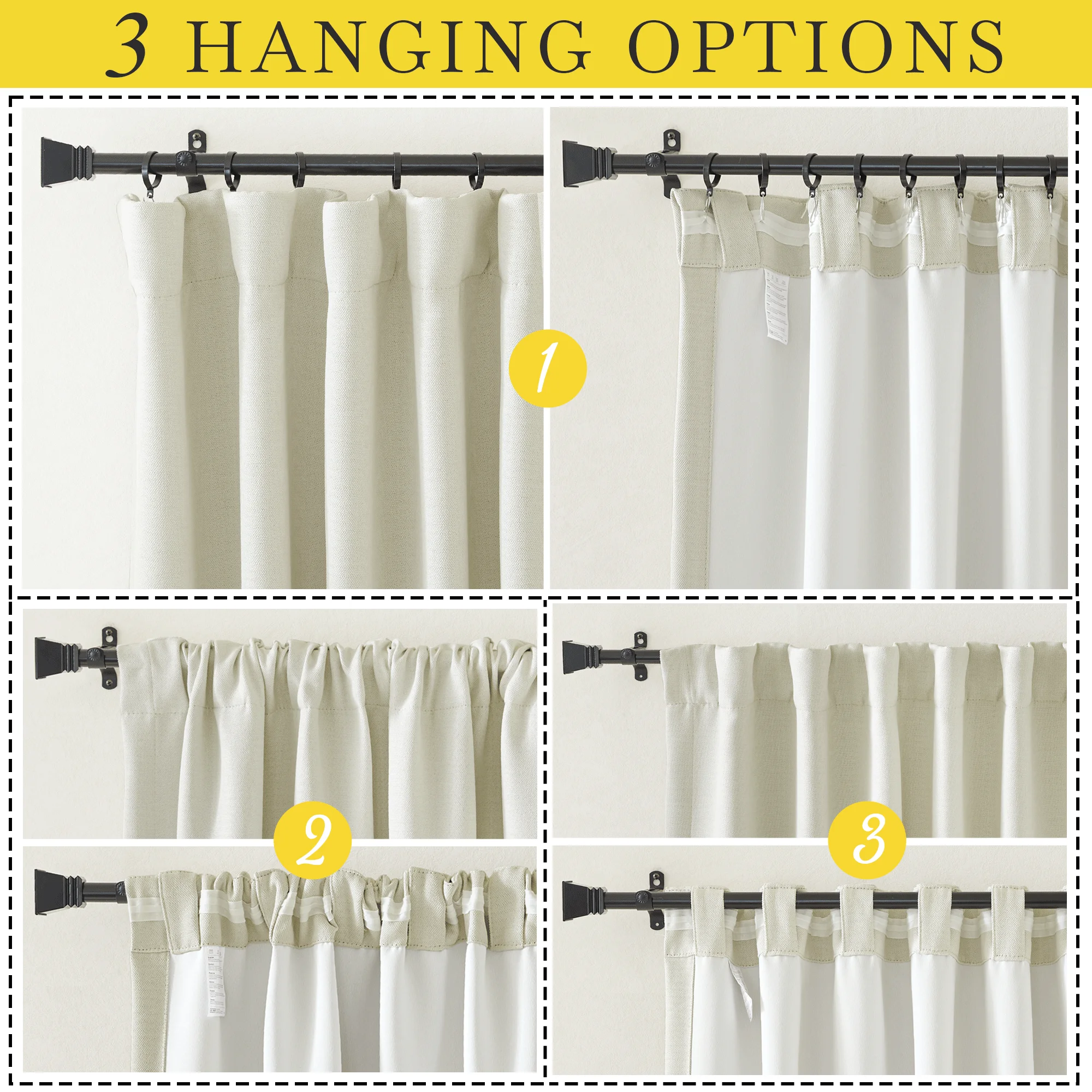 NICETOWN Faux Linen Blackout Curtains & Drapes 102 inches Long 50