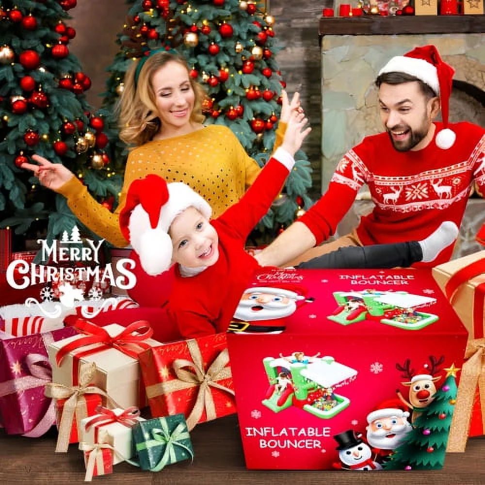 Cheelom Christmas Jump 'n Slide Inflatable Bouncer for Kids Complete Setup with Blower - 80