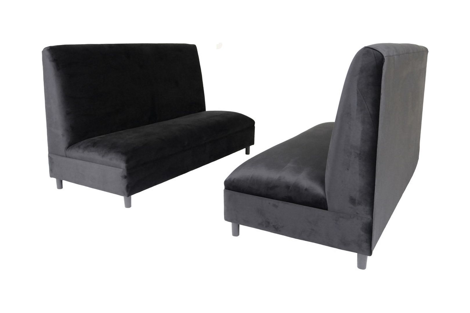HomeRoots 530613 42 in. Black Polyester & Velvet Seating Set, 2 Piece