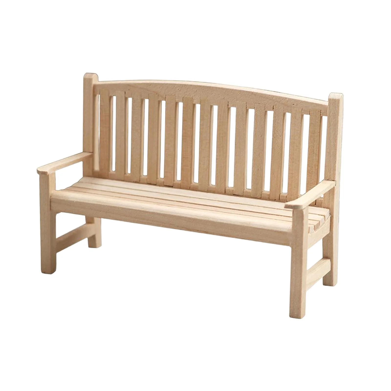 1/12 Scale Dollhouse Miniature Garden Decoration Unpainted Wooden Outdoor DIY for Pretend Play toy children kids Scene Props Ornaments , double seat