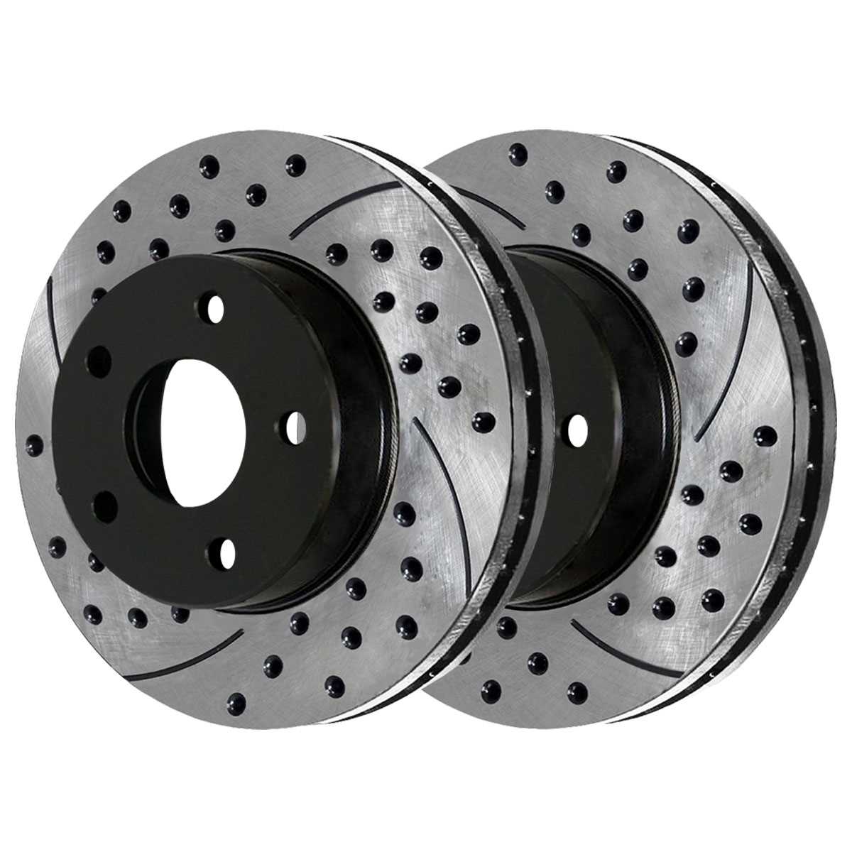 AutoShack Front and Rear Drilled Slotted Brake Rotors Black Set of 4 Replacement for 2002-2018 Ram 1500 2004-2009 Dodge Durango 2007-2009 Chrysler Aspen 3.0L 3.6L 3.7L 4.7L 5.7L 4WD RWD PR63007PR63008