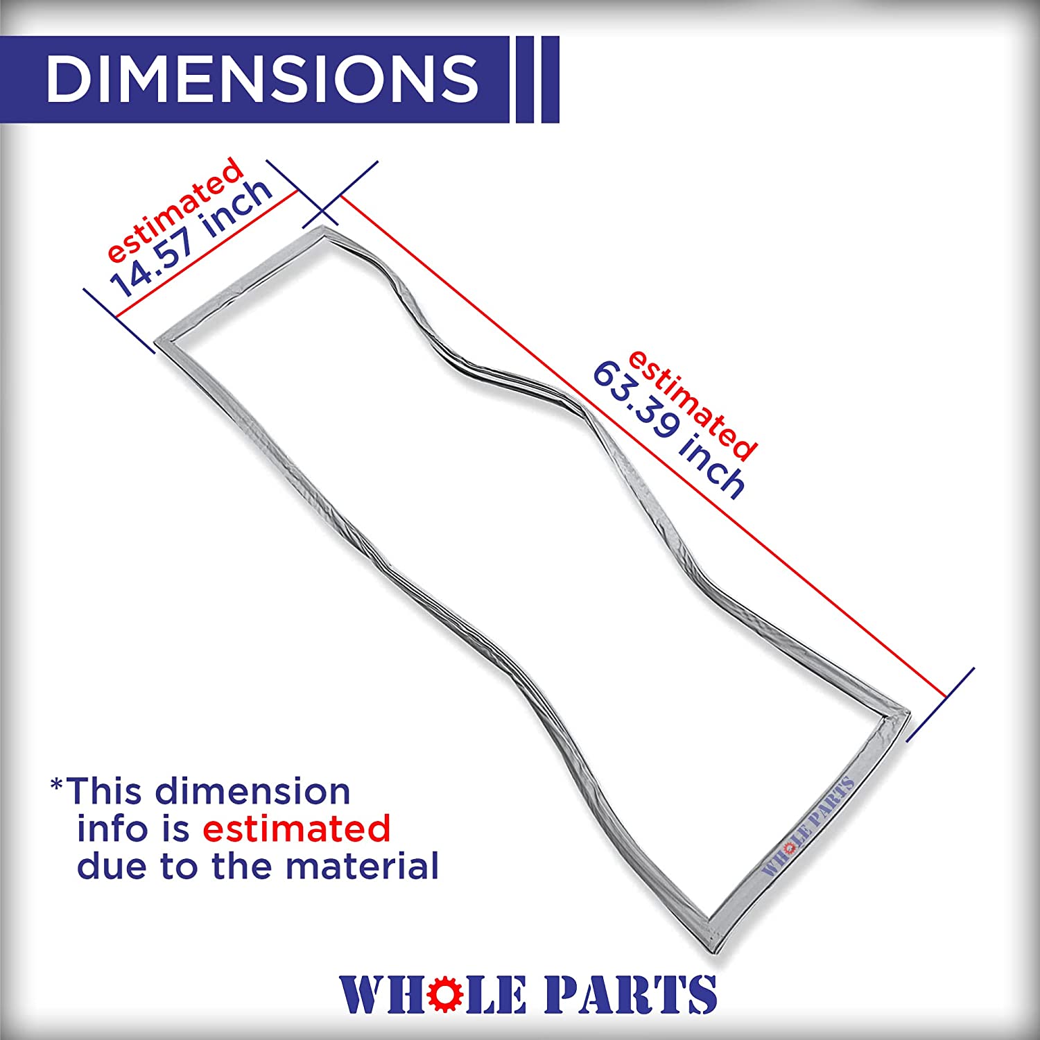 Whole Parts Refrigerator Freezer Door Gasket (Gray) Part# 241510206 - Replacement and Compatible with Some Electrolux, White Westinghouse and Frigidaire Refrigerators or Freezers