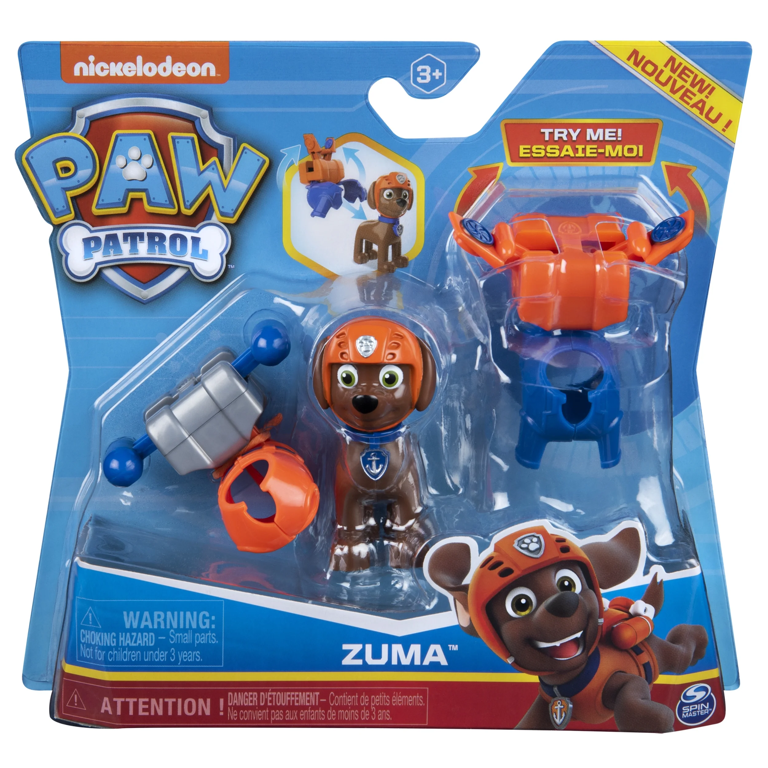 PAW Patrol, Action Pack Zuma Figure with 2 Clip-On Uniforms, for Kids Aged 3 and Up