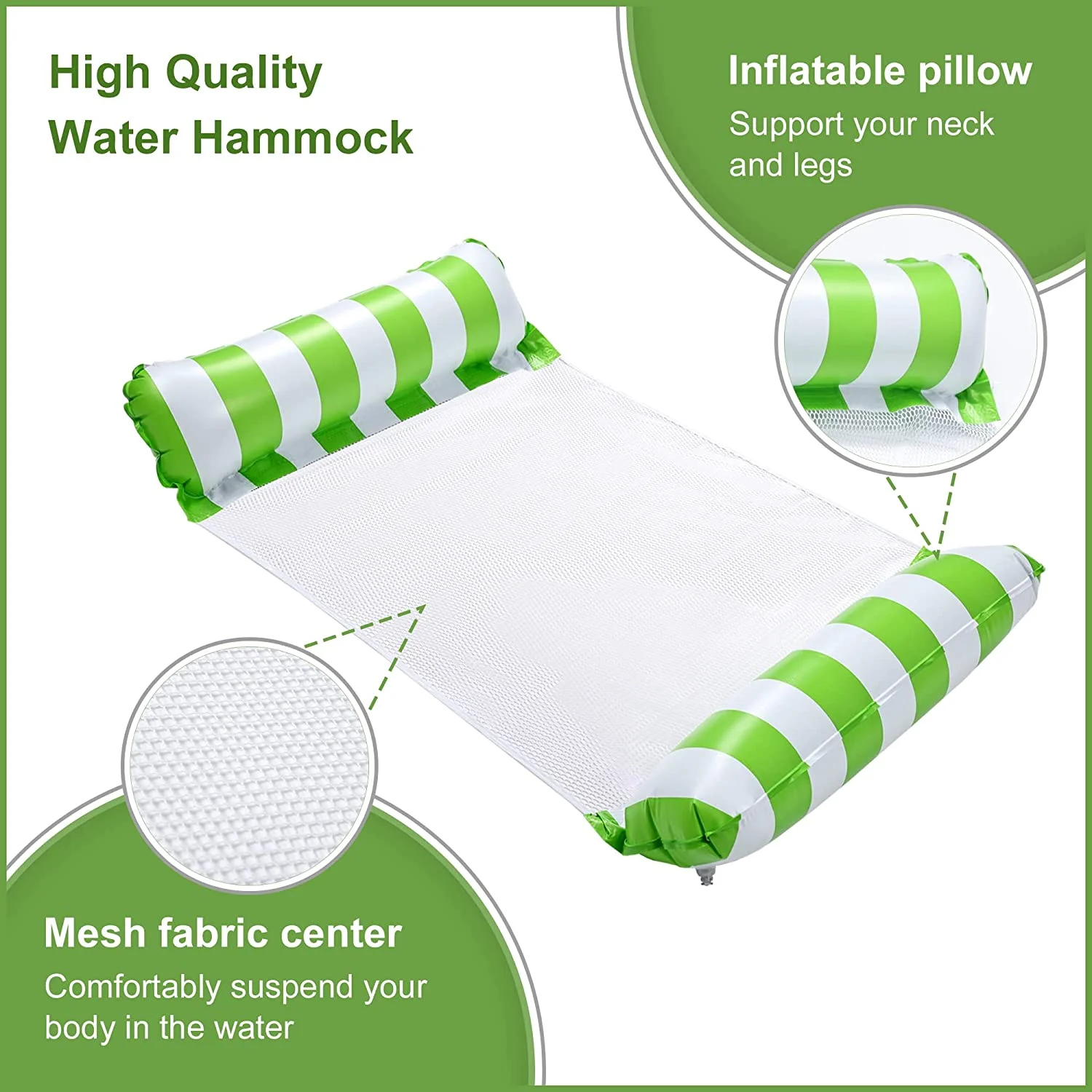 4-in-1 Inflatable Pool Float, Water Swimming Floats Hammock, Lounger Adult Size, Swimming Floaties Water Hammock Lounger, Saddle, Pool Chair Float, Drifter with Air Pump