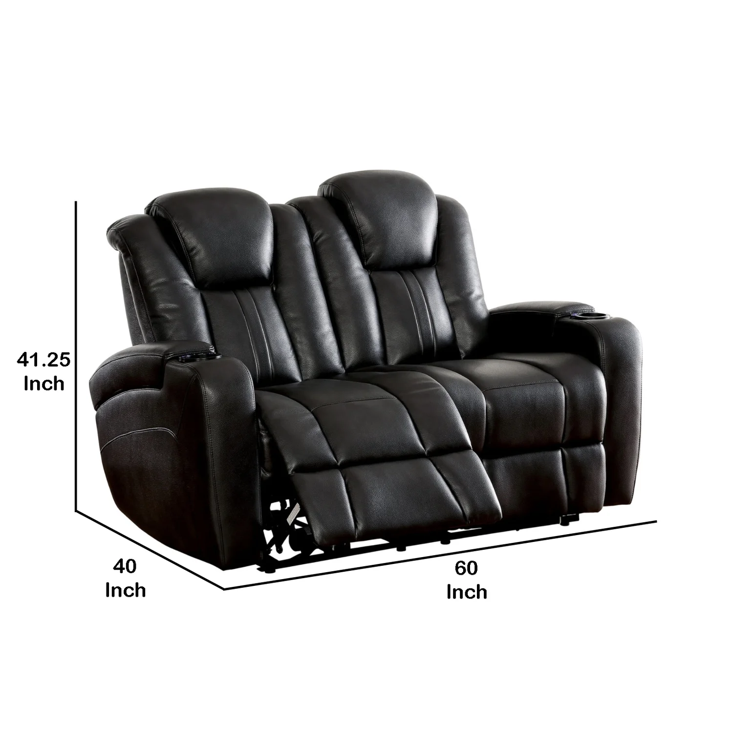 Zaurak Contemporary Style Love Seat, Dark Gray