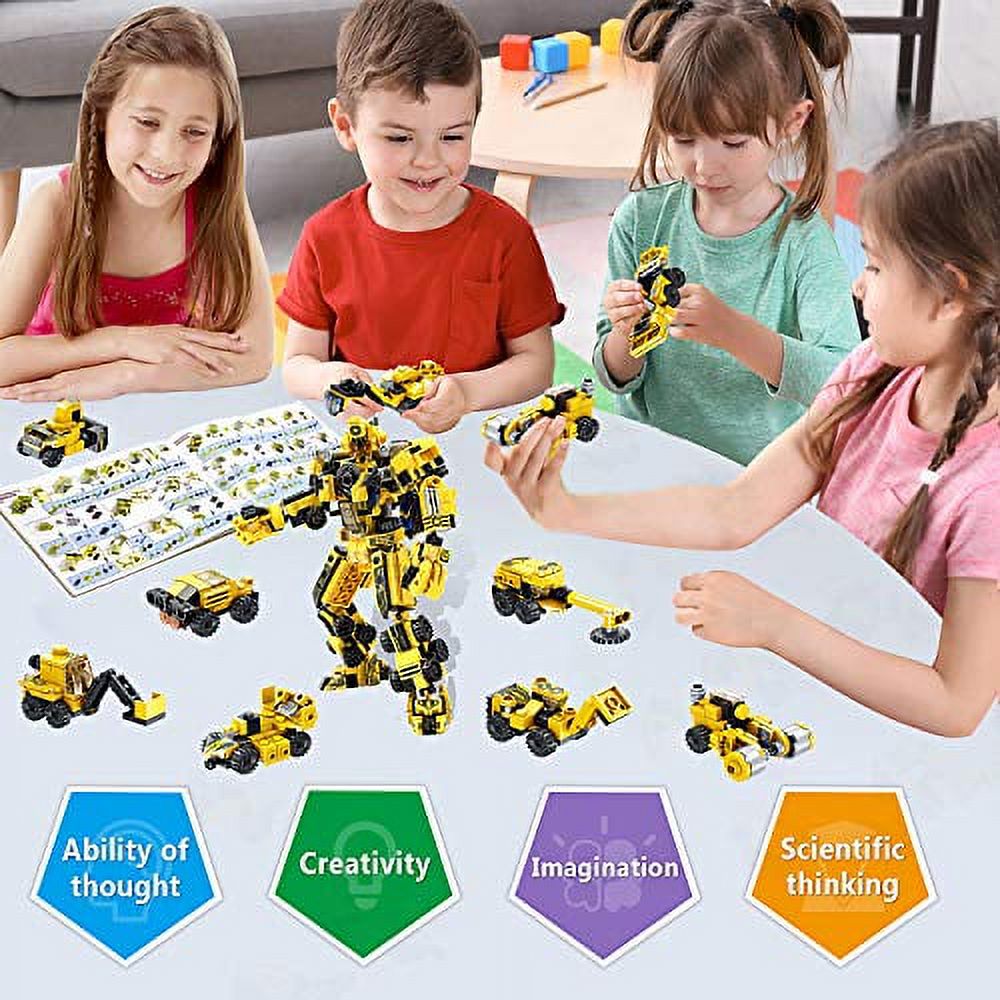 LUKAT Robot STEM Building Toys for 6 Year Old Boys, 573 pcs Construction Toy Engineering Building Bricks Construction Vehicles Kit Best Gift for Kids Age Year Old