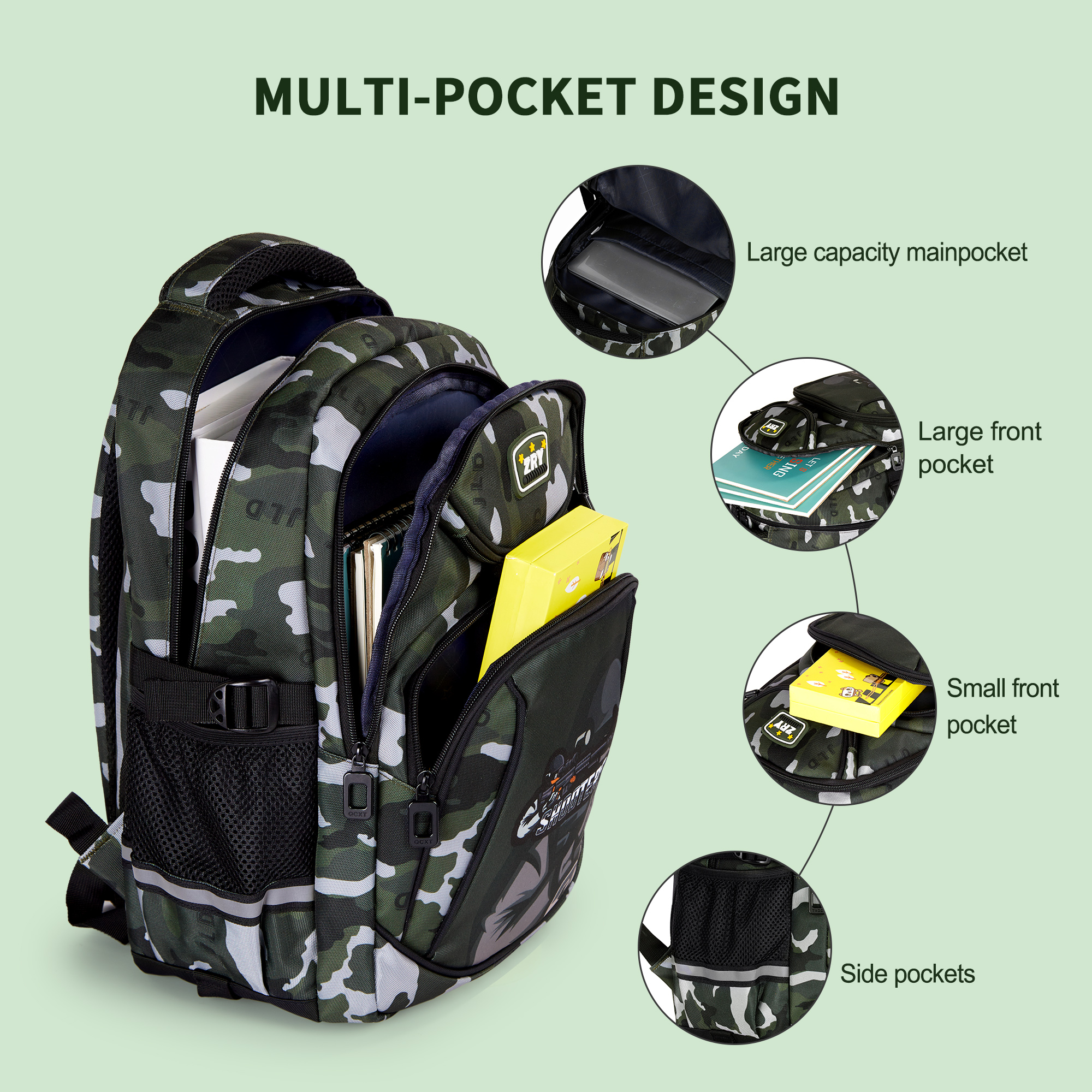 Vbiger Wheeled Backpack Adorable Rolling Daypack Large-capacity Trolley School Bag Travel Rolling Backpacks for Primary School Students