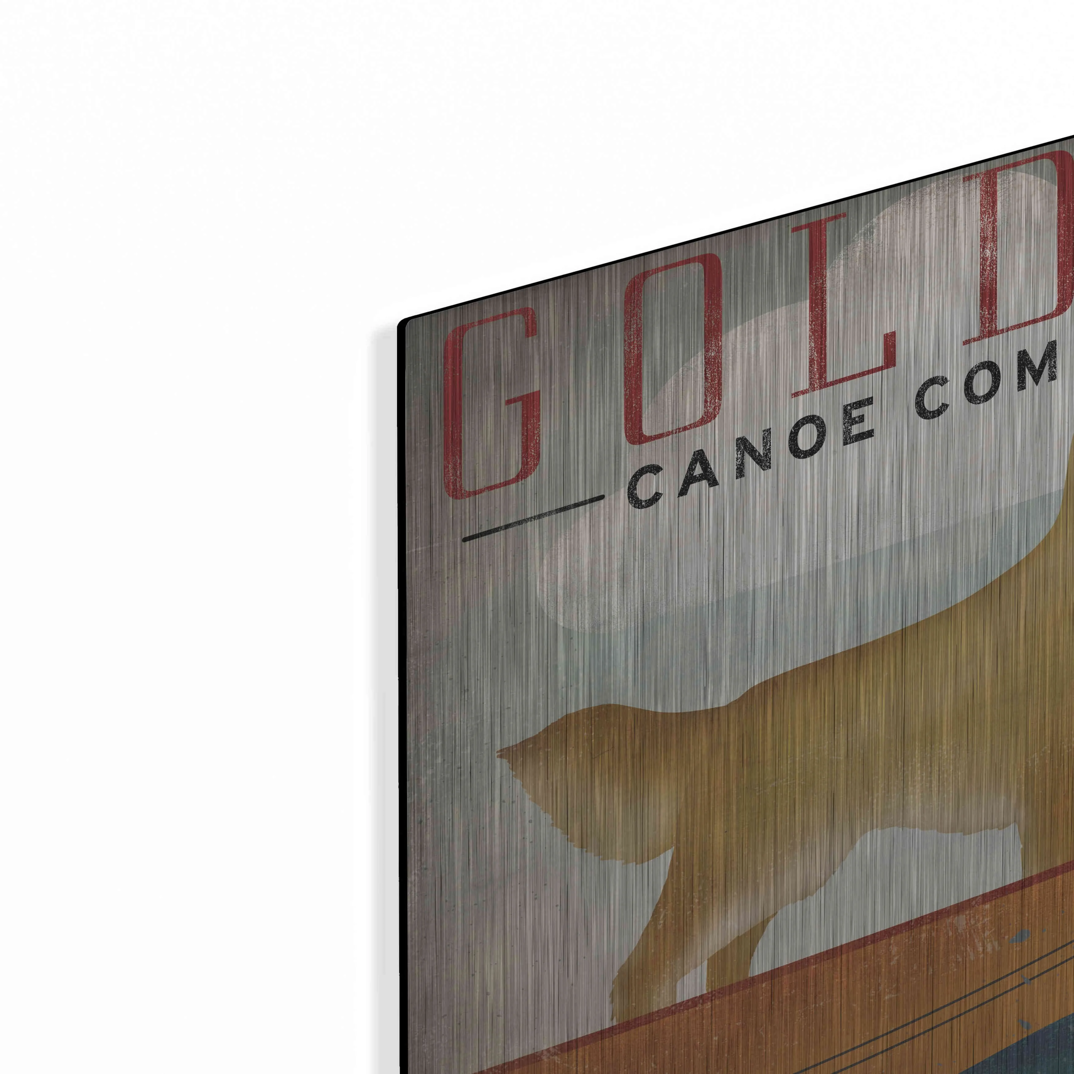 Luxe Metal Art 'Golden Dog Canoe Co Right Facing' by Ryan Fowler, Metal Wall Art, 12