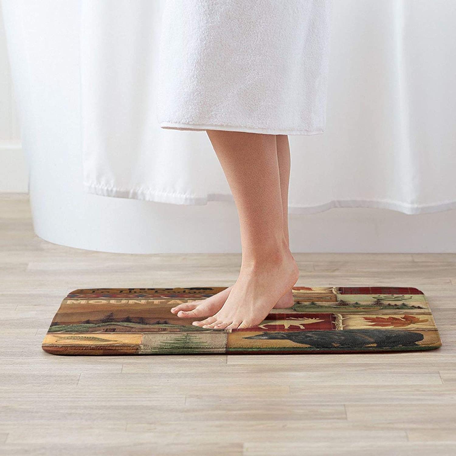 Carwayii Rustic Lodge Bear Farmhouse Moose Cabin Floor Mats Non-Slip Doormat Durable Soft Bedroom Mat with Rubber Absorbent Entrance Rug Decorative Welcome Carpet for Indoor Outdoor 15.7