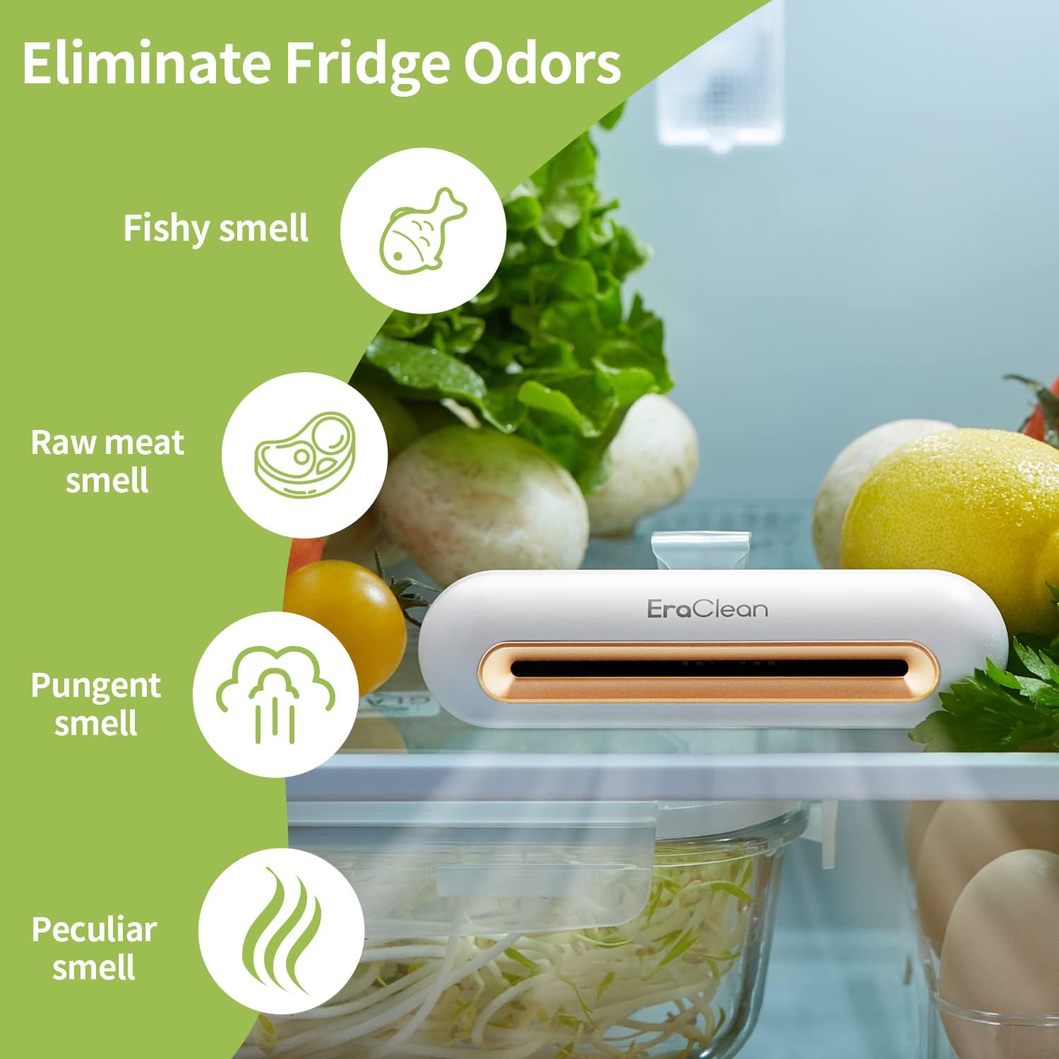 Mini Fridge Deodorizer, Portable Rechargeable Deodorizer Reusable, 2 Modes Refrigerator Odor Eliminator, Antifreeze Design Ozone Sterilizer
