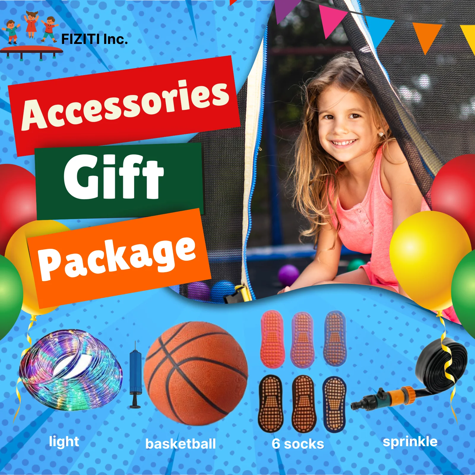 FIZITI 12FT 990LBS Trampoline with Basketball Hoop for Kids,Pumpkin Outdoor Trampoline with Enclosure Net,Sprinkler,Light,Socks,Ladder, Recreational Backyard Trampoline Capacity for 4-6 Kids