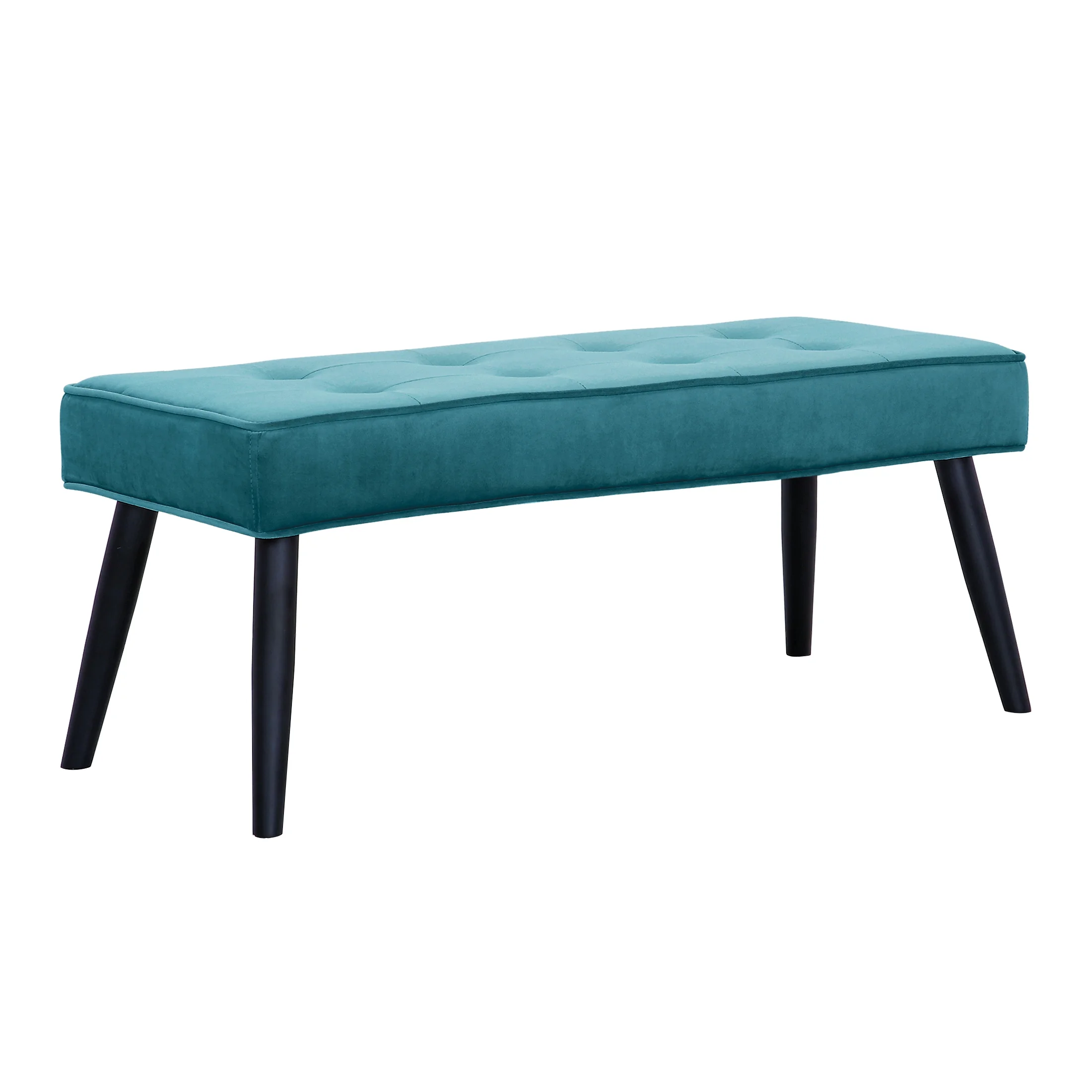 WestinTrends Velvet Tufted Bedroom Bench for Living Room & Entryway Furniture, Velvet Teal