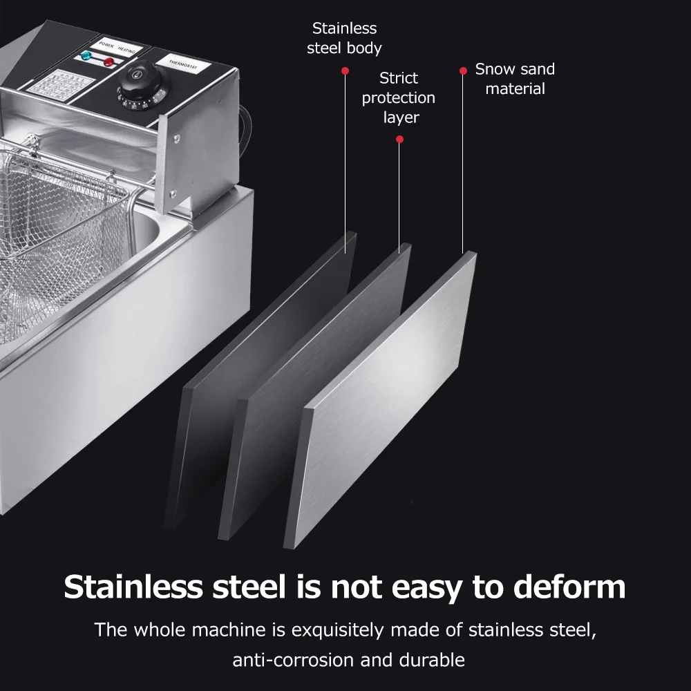 Homgeek 6L Deep Fryer 2500W High Power,Stainless Steel,Electric