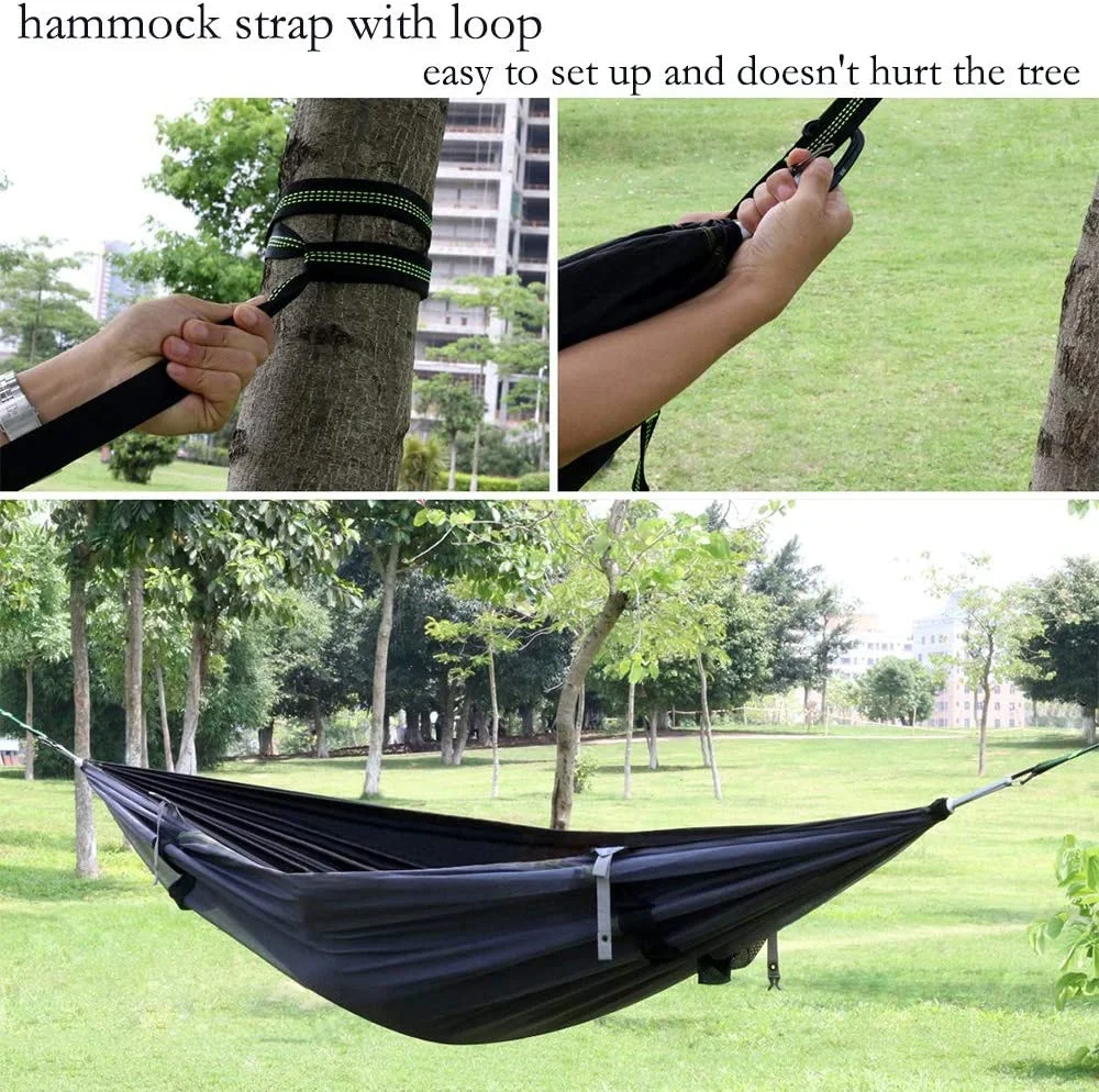 Camping Hammock with Mosquito Net and Rainfly Lightweight Portable Sleeping Hammock Tent Backpacker Travel Outdoor Gear (Orange)