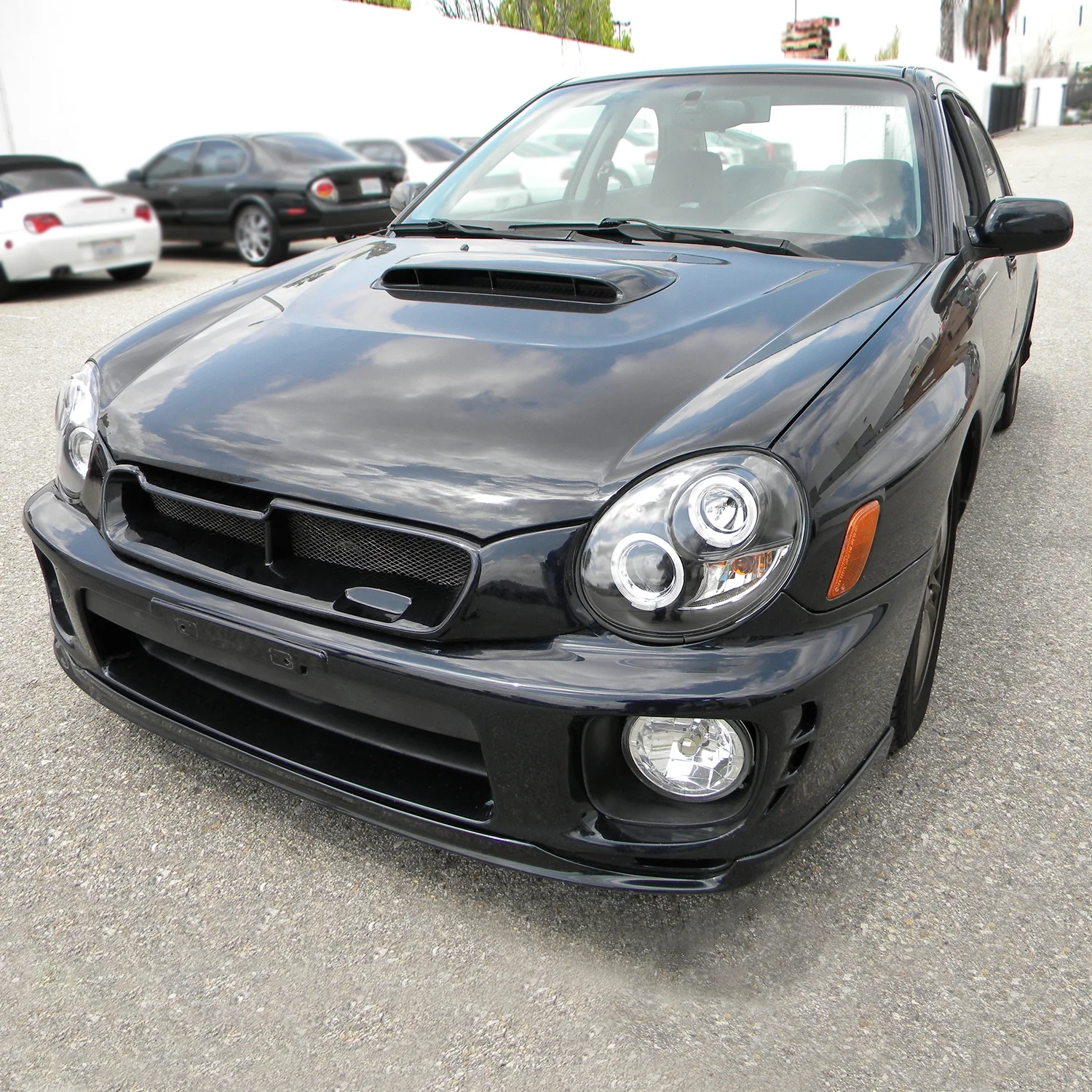 Spec-D Tuning LED Dual Halo Projector Headlights Black Compatible with 2002-2003 Subaru Impreza, Left + Right Pair Headlamps Assembly