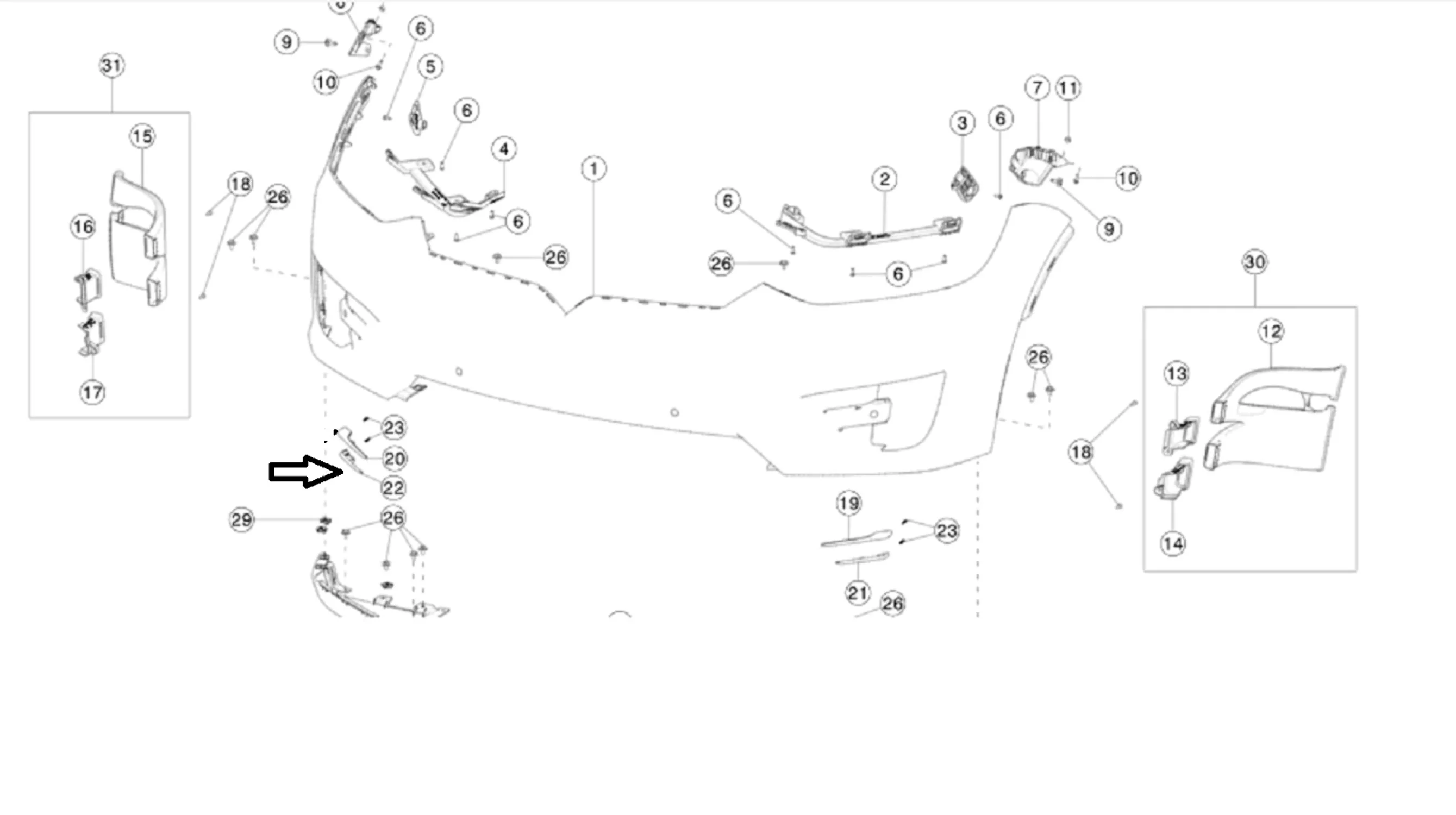Tesla Model X Front Lower Parking Fog Light Molding Spear Trim Strip, Right, 2016-2021