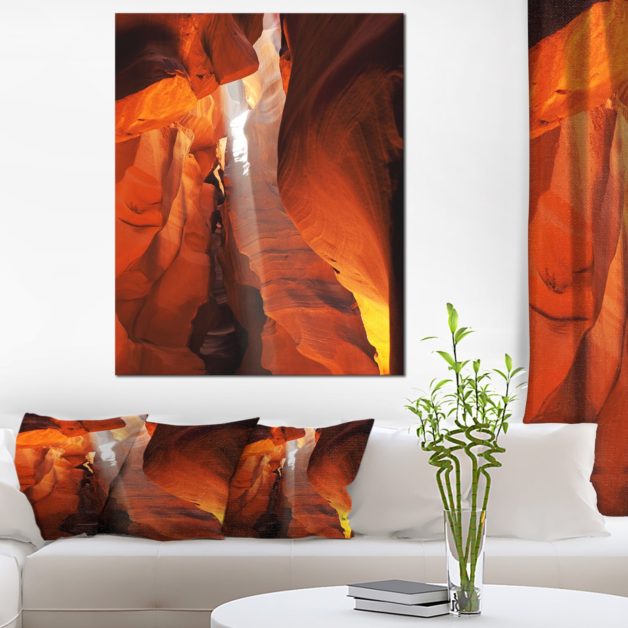 Design Art 'Antelope Canyon in Sunlight Rays' 4 Piece Photographic Print on Wrapped Canvas Set