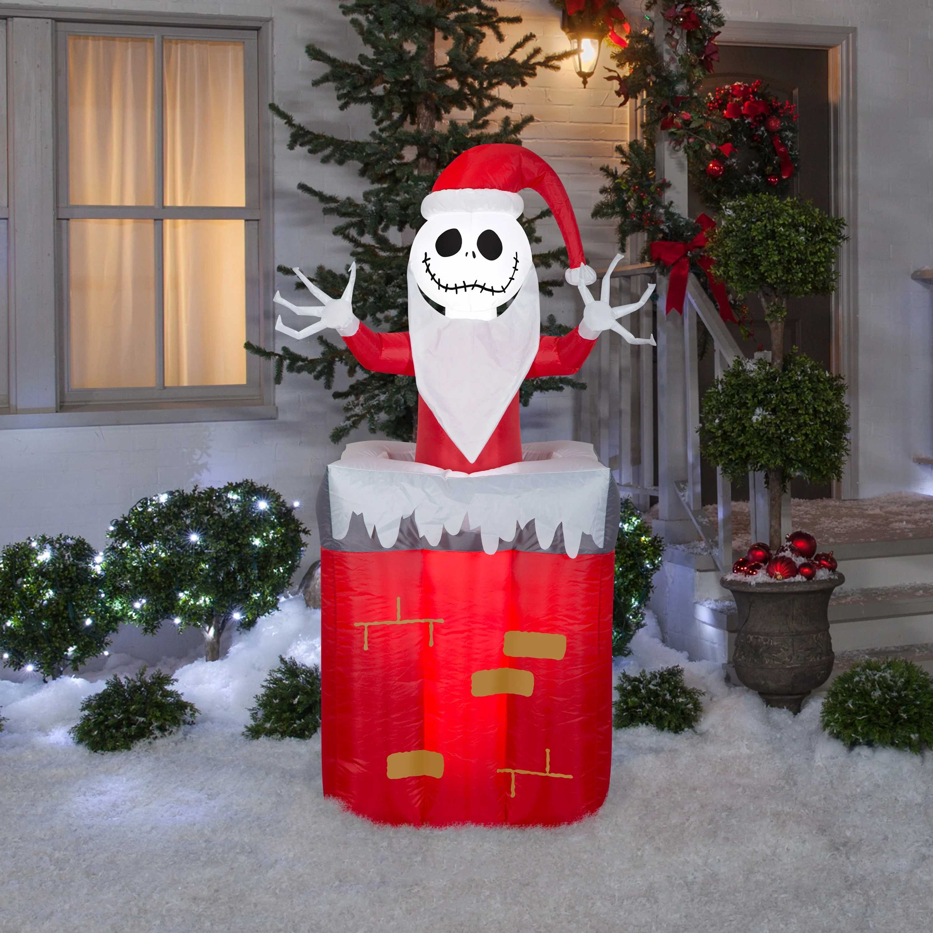 Gemmy Animated Christmas Airblown Inflatable Inflatable Jack Skellington in Chimney, 5.5 ft Tall