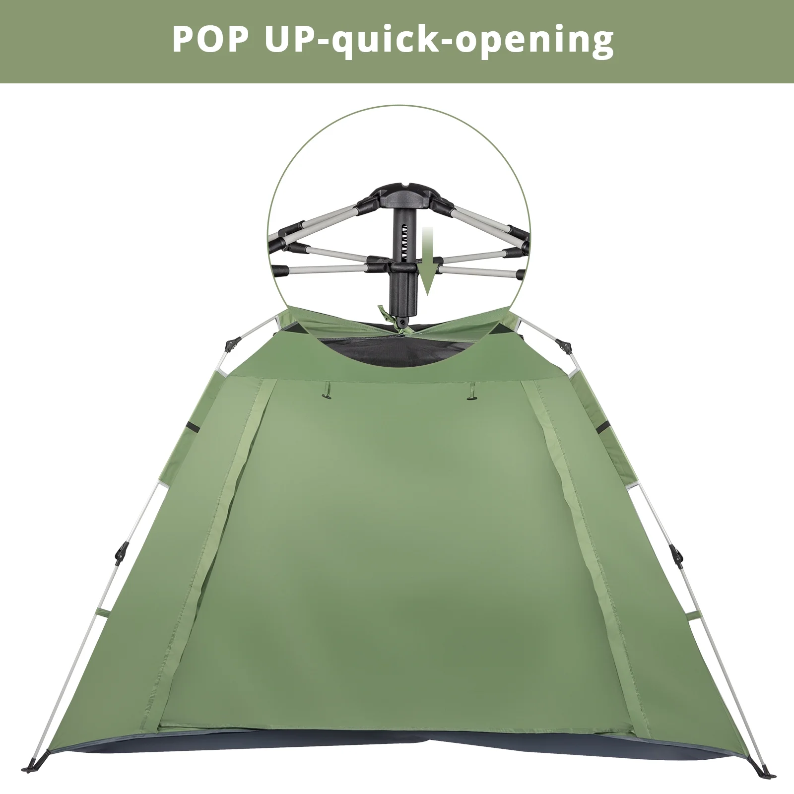 Aonesy Family Tent for 4 Person, Spring Quick Open Camping Tent, Green