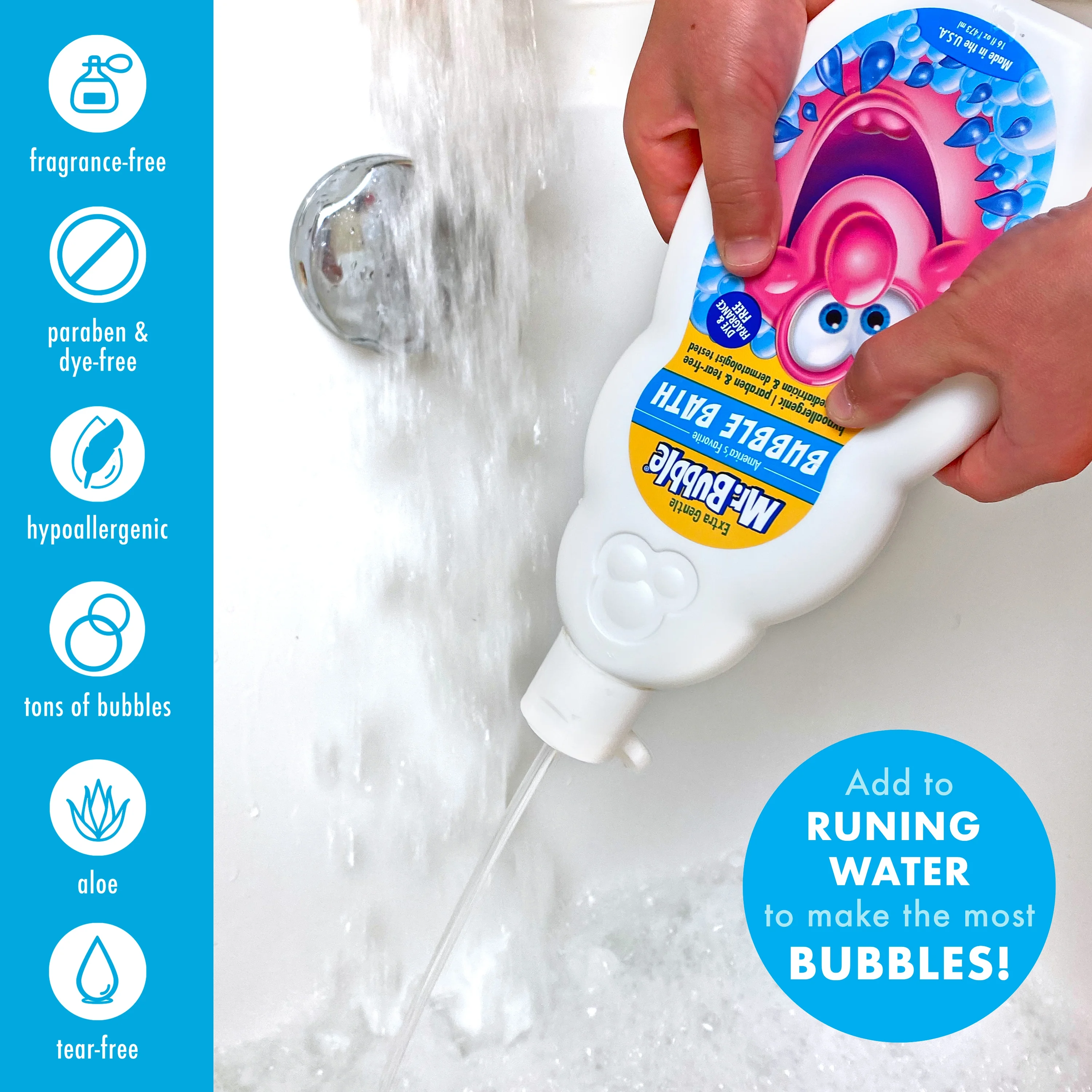 Mr. Bubble Extra Gentle Fragrance Free Bubble Bath for Children, 16 fl oz, 2 Pack