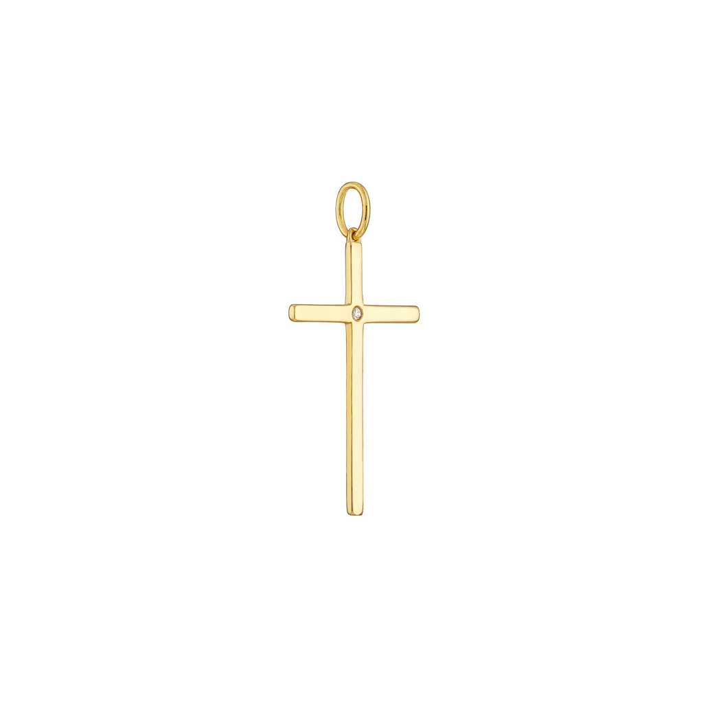14k Yellow Gold 0.01 Dwt Diamond Religious Faith Cross Pendant Necklace Jewelry Gifts for Women