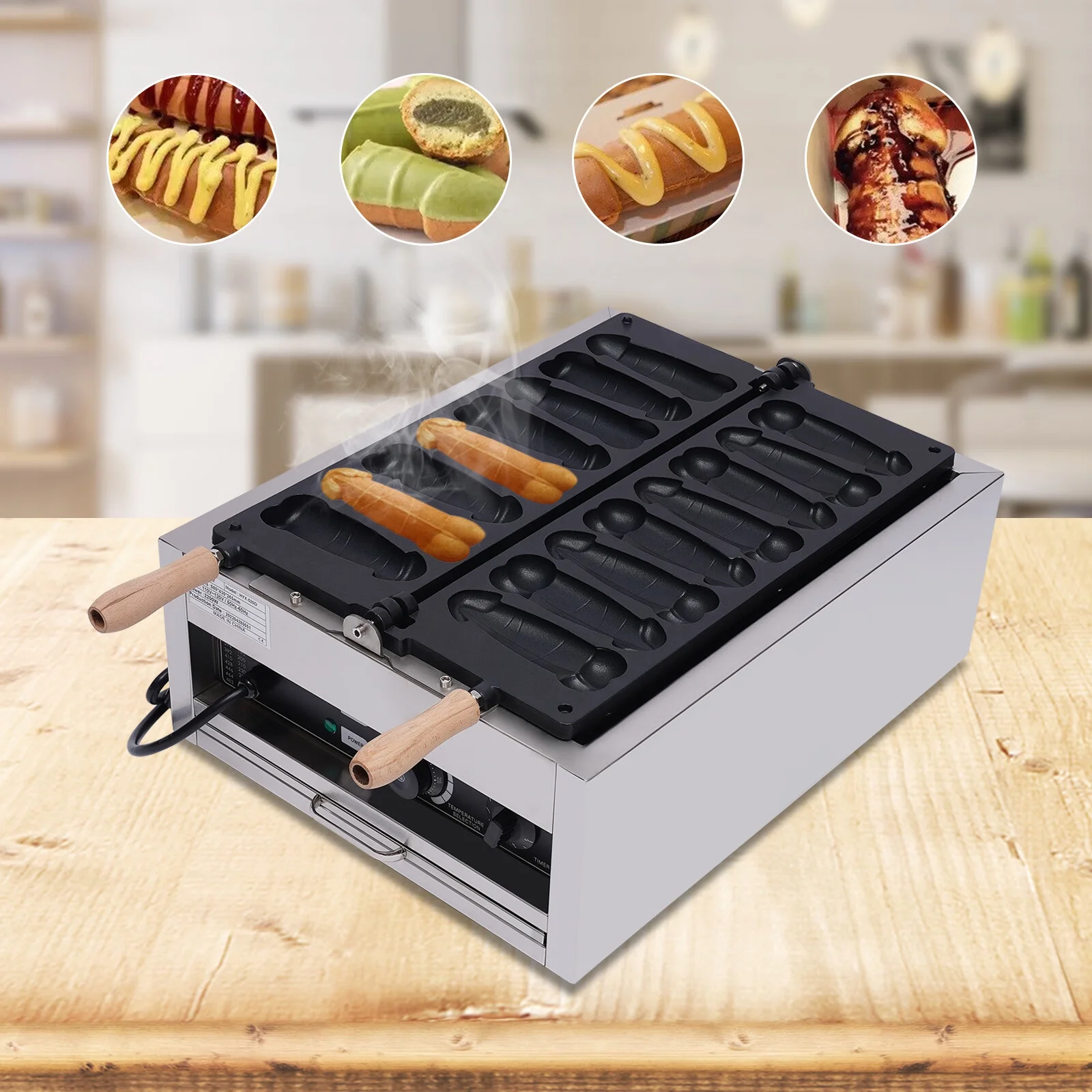 YIYIBYUS Commercial Waffle Maker Non-Stick Crisp Cakes Baker Making Machine Stainless Steel