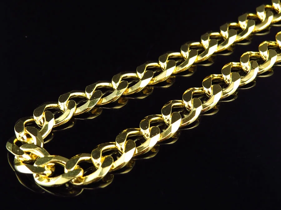 Yellow Gold Finish Sterling Silver 8.5MM Miami Cuban Link Chain Necklace 18