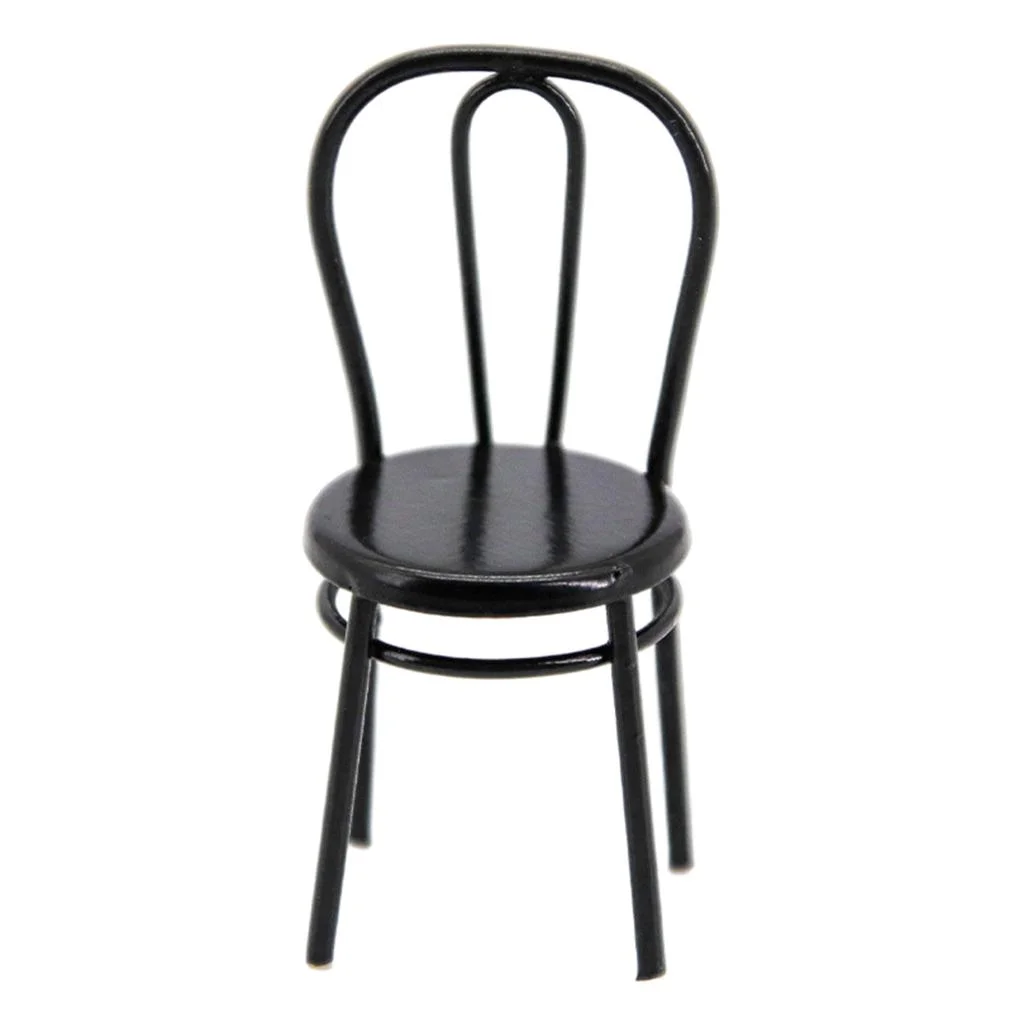 1:24 Scale Metal Craft Dollhouse Miniature Dining Scene Furniture Seat - Black