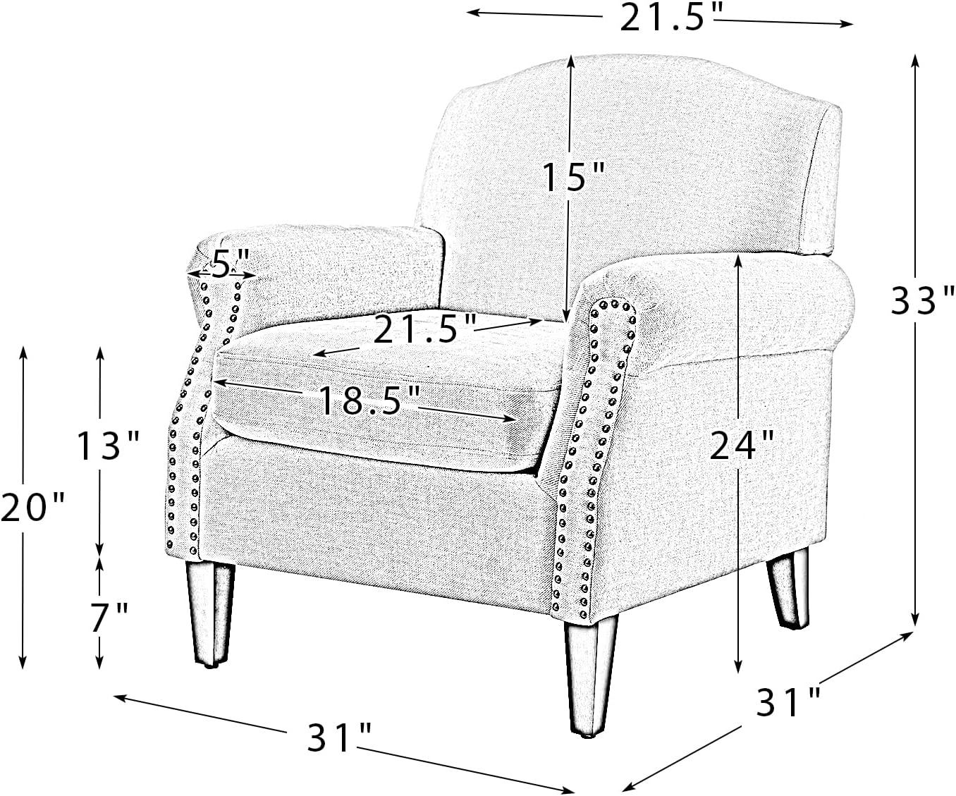 Modern Accent Chair Set Of 2 /Wood Legs & Removable Cushion, Comfy Upholstered Armchair Nailhead Trim, Floral Design Single Sofa Club Chair For Living Room Bedroom, JEACOBEAN