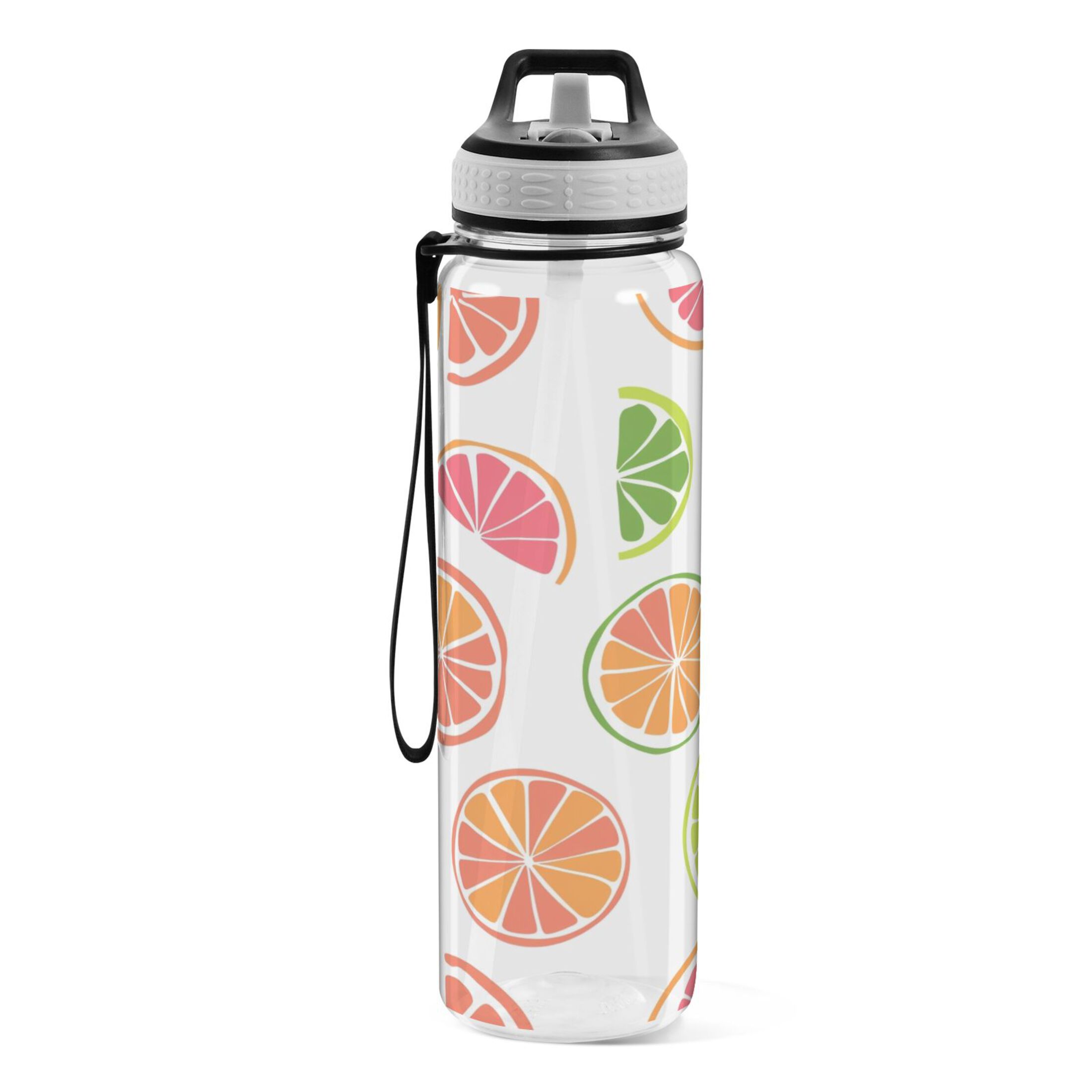 Lemon Summer Style 32oz Sports Water Bottles Leakproof Tritan Bottle with Straw BPA Free Clear Bottle for Fitness Gym Outdoor Cycling